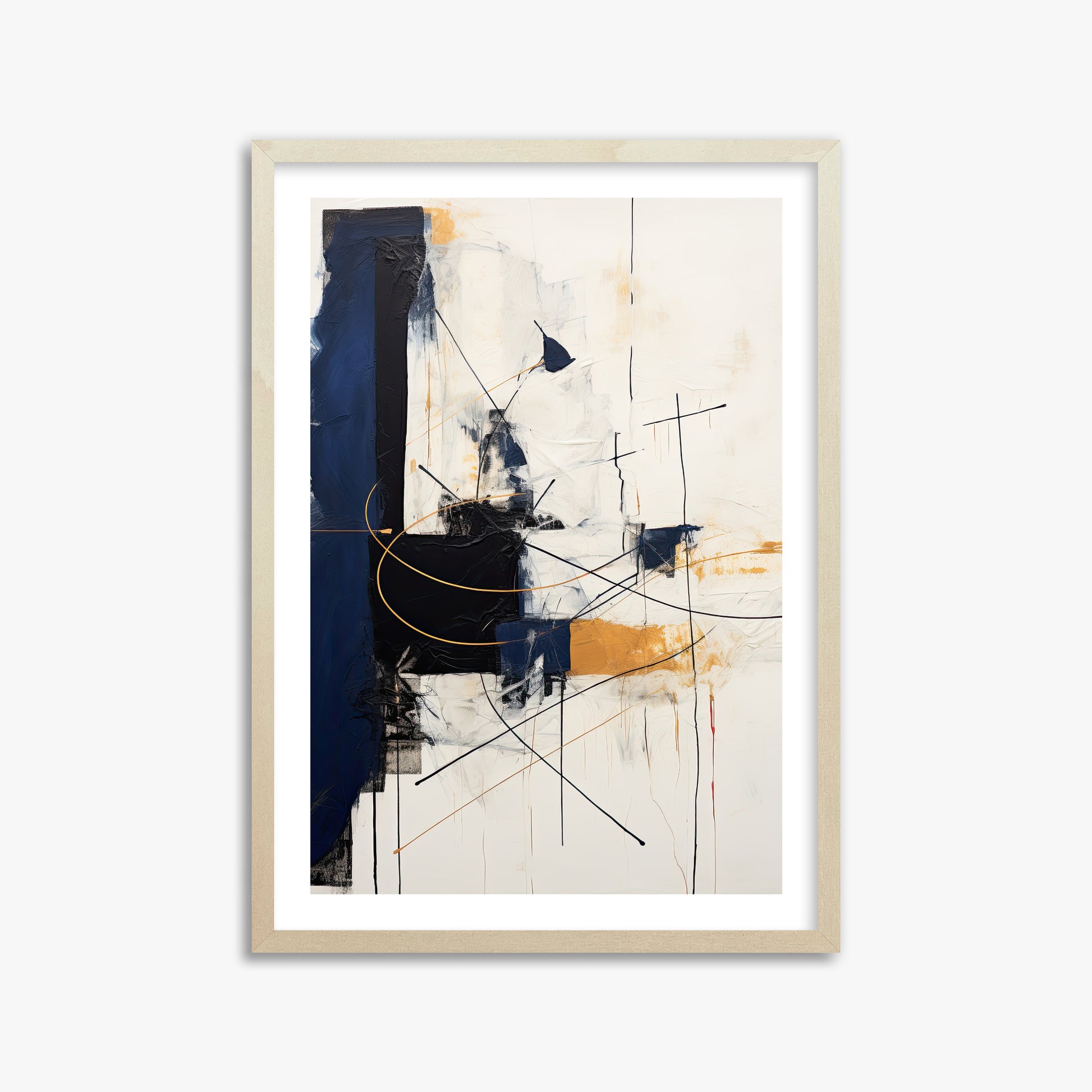 Golden Tangent, 50x70cm Framed Art Reproduction With Lime Wood Frame