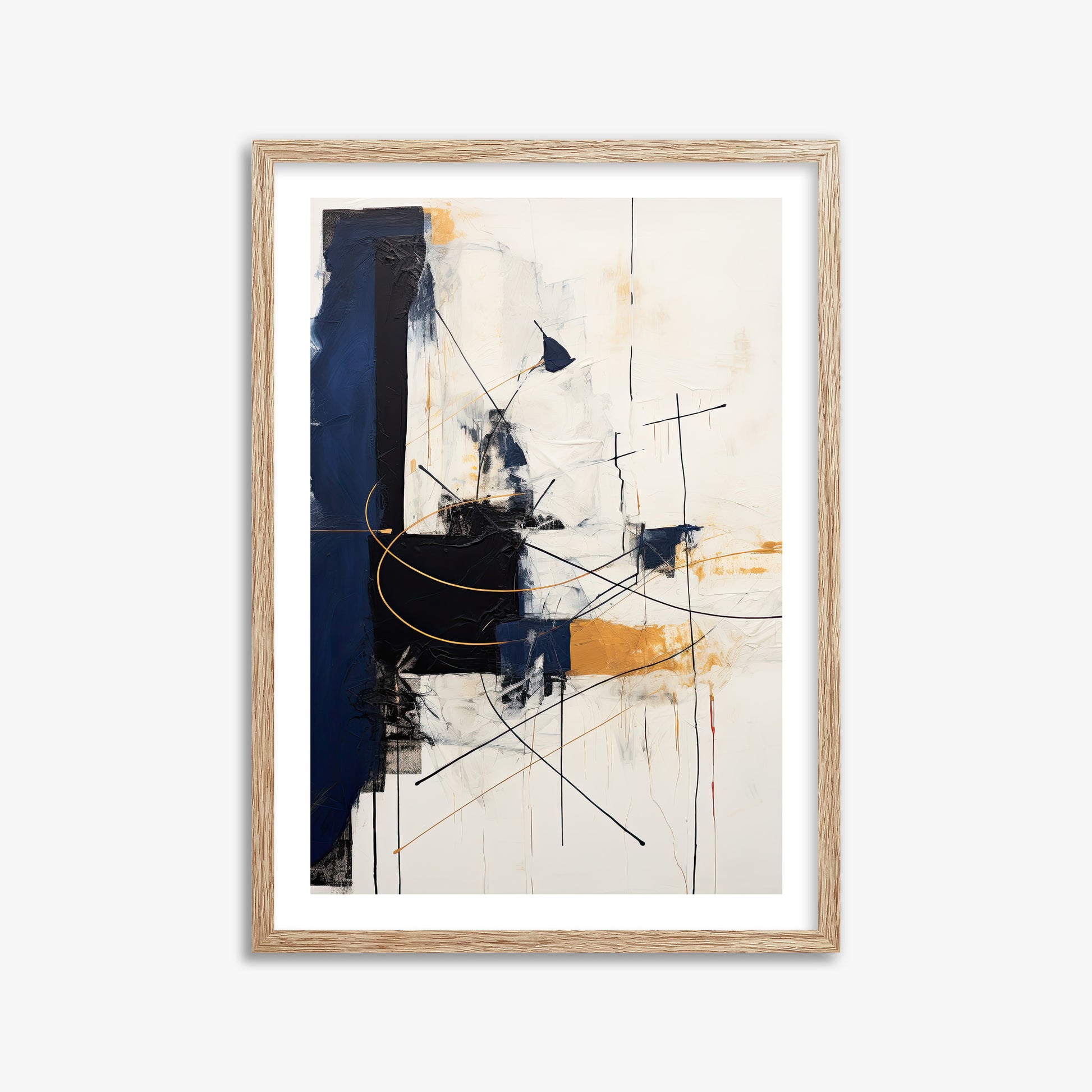 Golden Tangent, 50x70cm Framed Art Reproduction With Raw Oak Frame