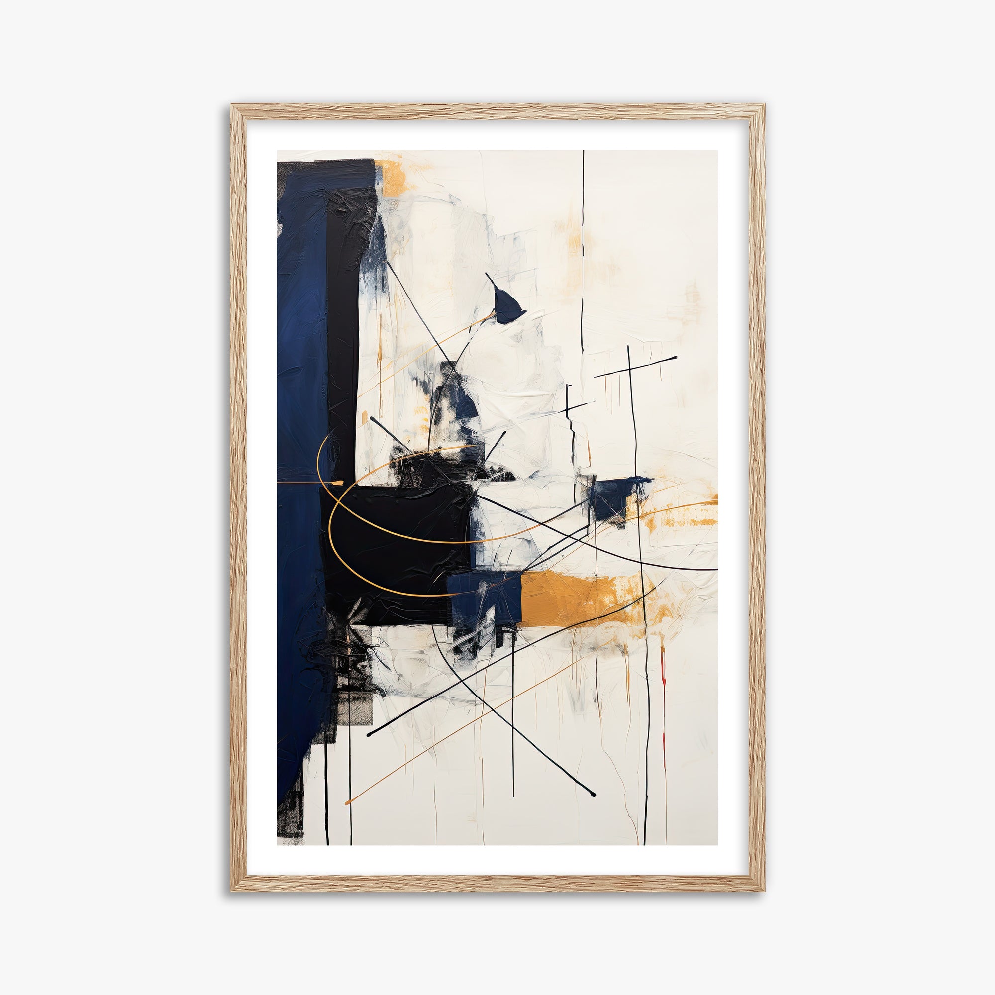 Golden Tangent, 61x91cm Framed Art Reproduction With Raw Oak Frame