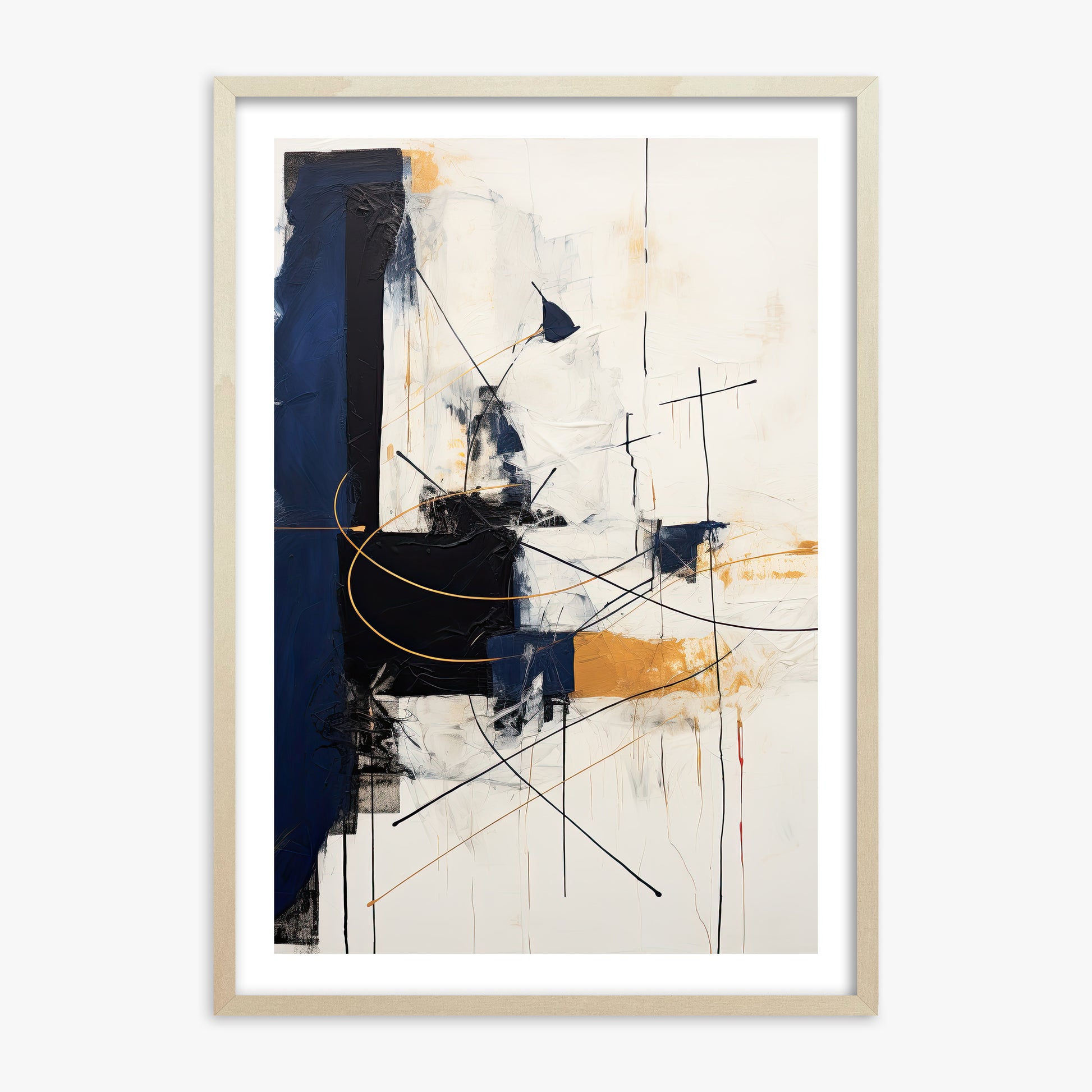 Golden Tangent, 70x100cm Framed Art Reproduction With Lime Wood Frame