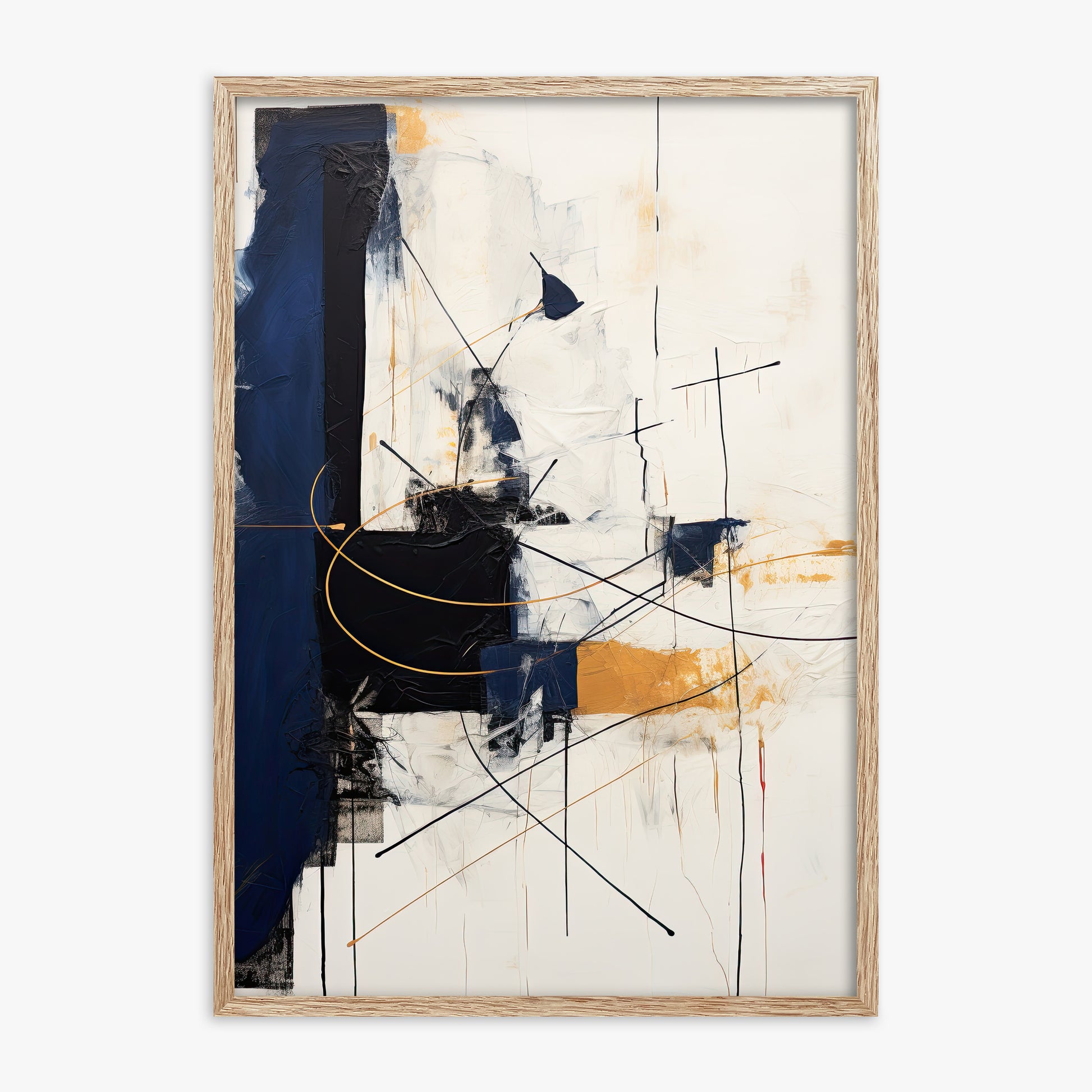 Golden Tangent, 70x100cm Framed Art Reproduction With Raw Oak Frame