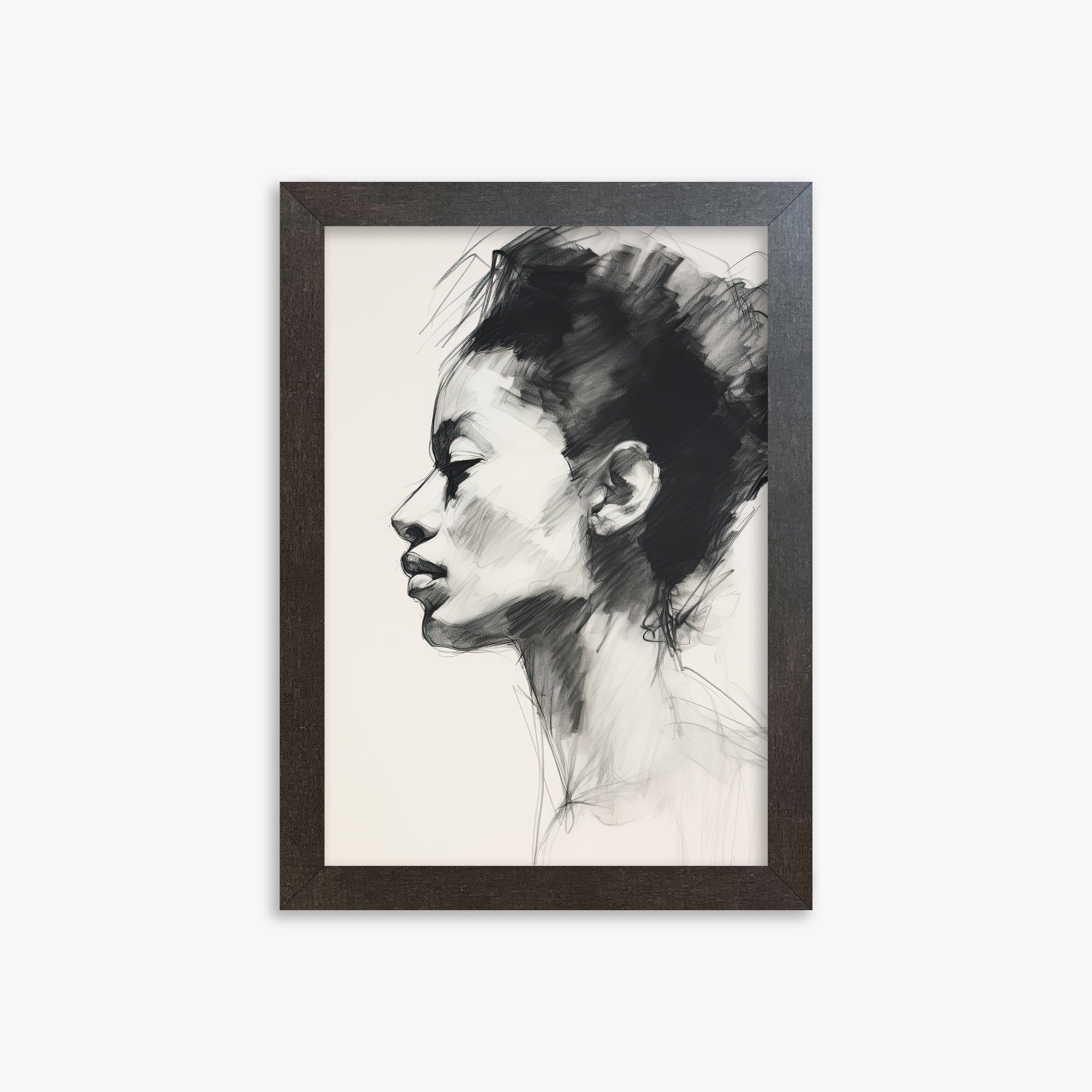 Pensive Silhouette, 21x30cm Framed Art Reproduction With Espresso Frame