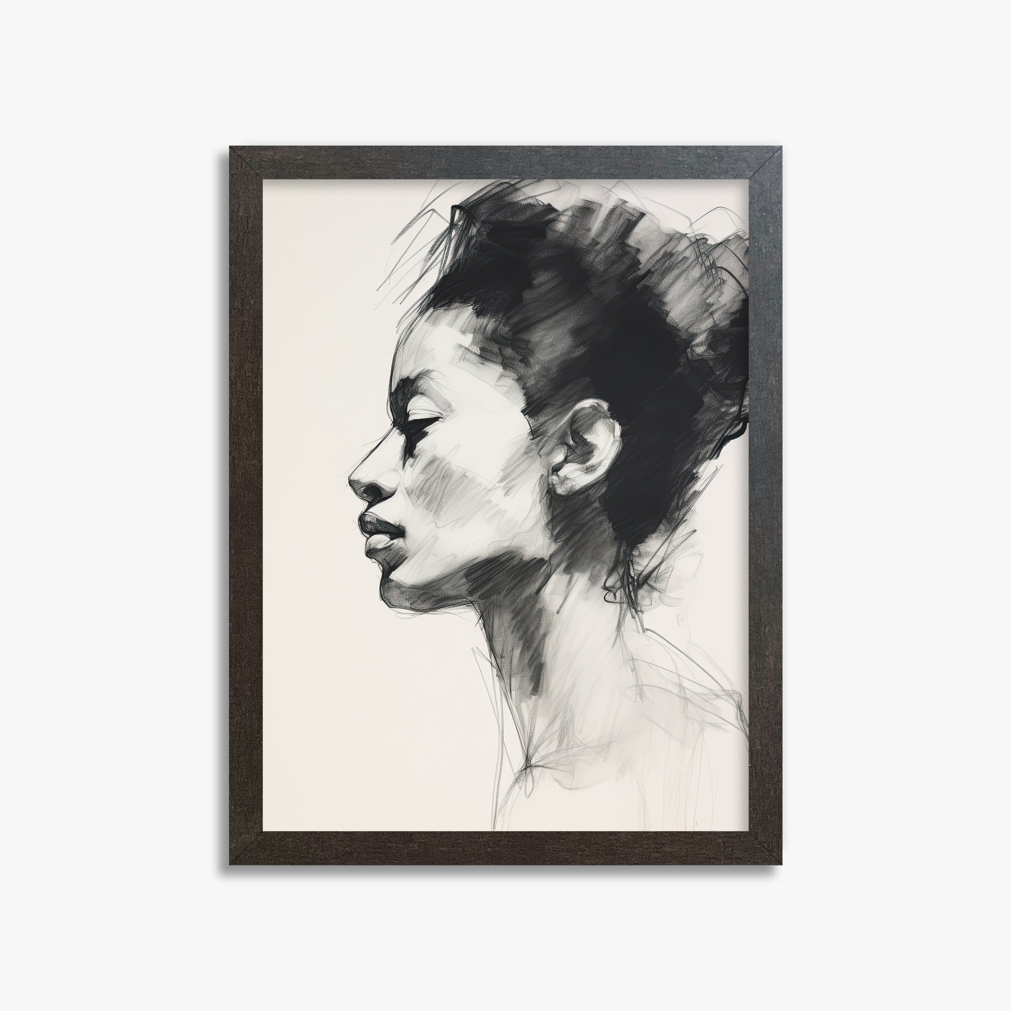 Pensive Silhouette, 30x40cm Framed Art Reproduction With Espresso Frame
