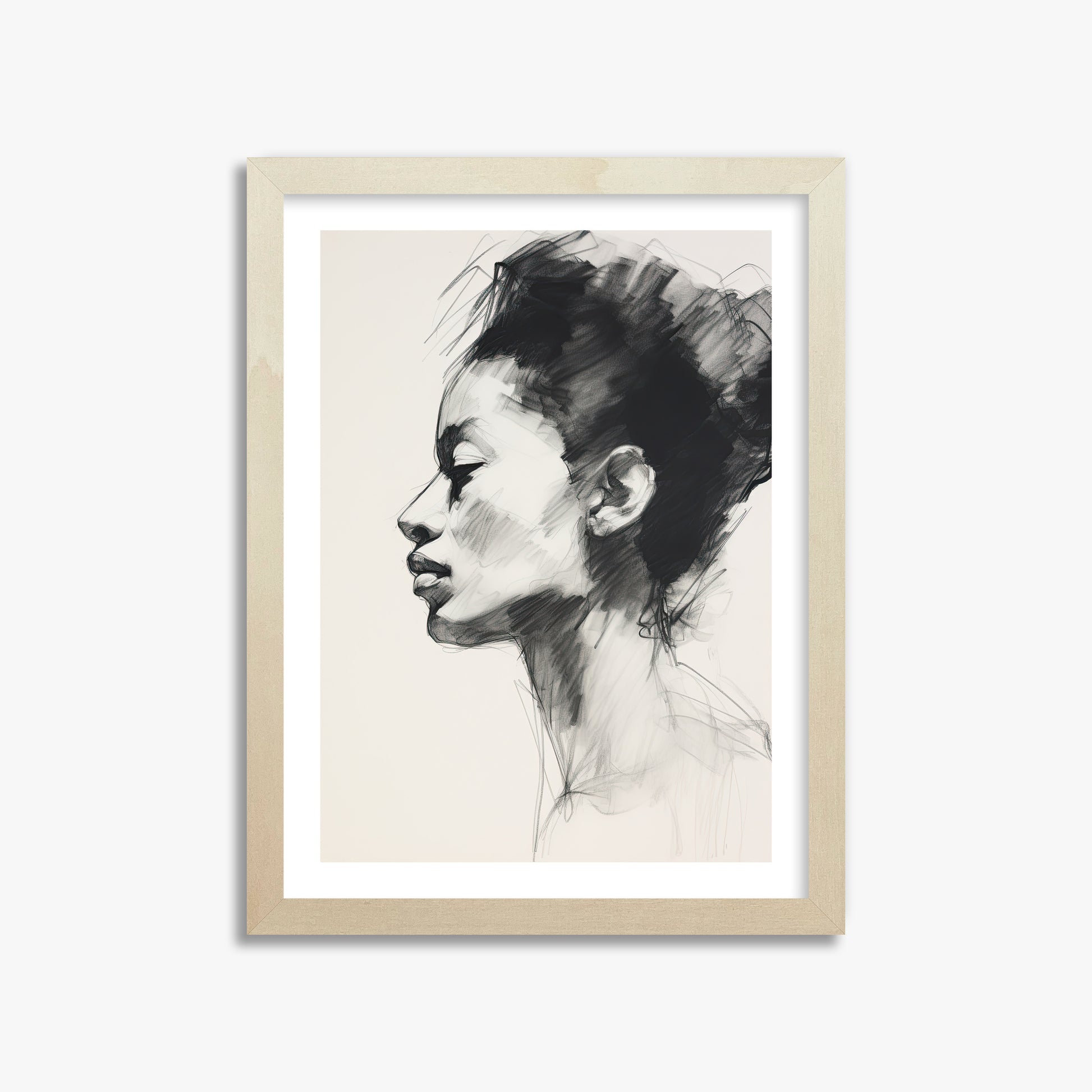 Pensive Silhouette, 30x40cm Framed Art Reproduction With Lime Wood Frame