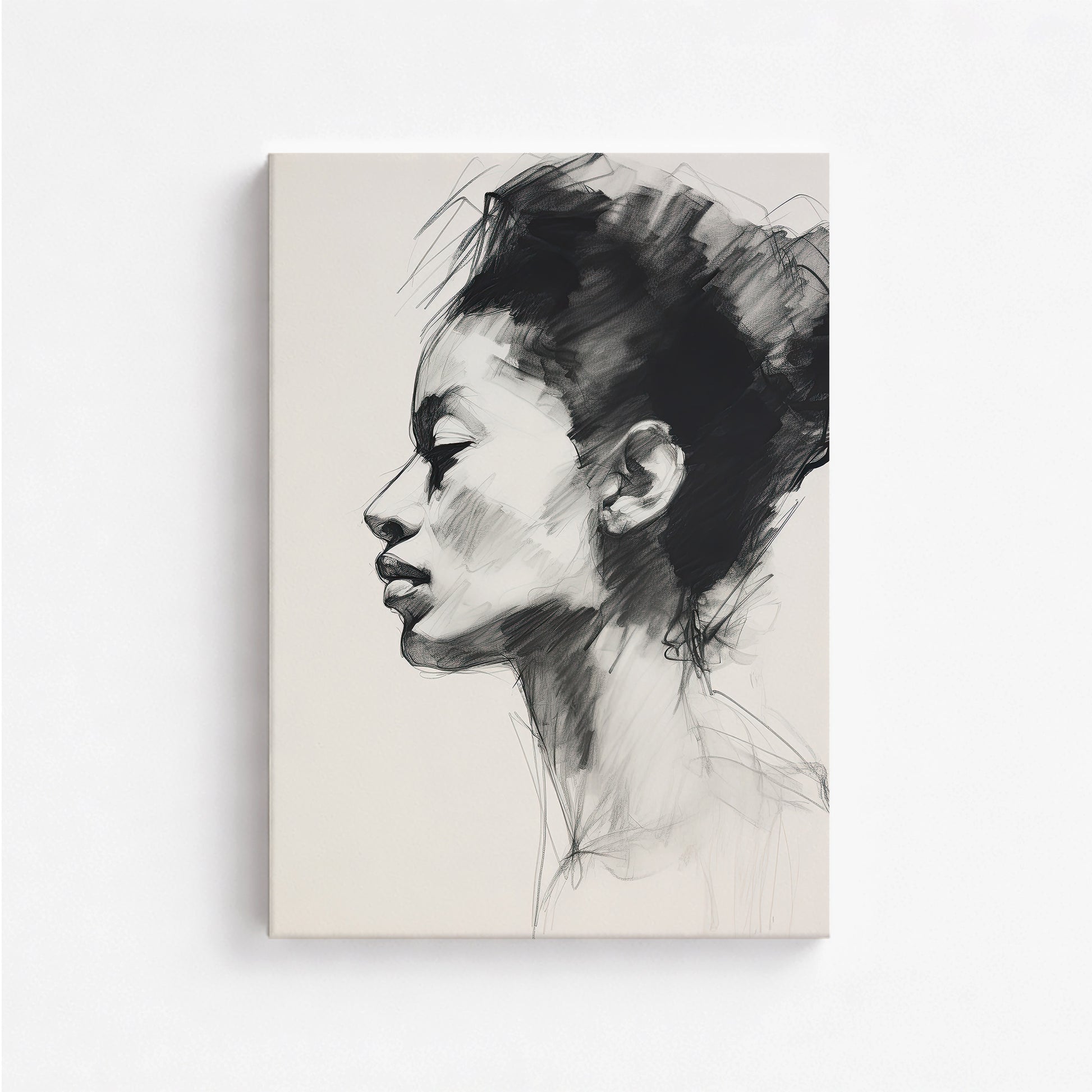 Pensive Silhouette, 50x70cm Satin Canvas Art Reproduction