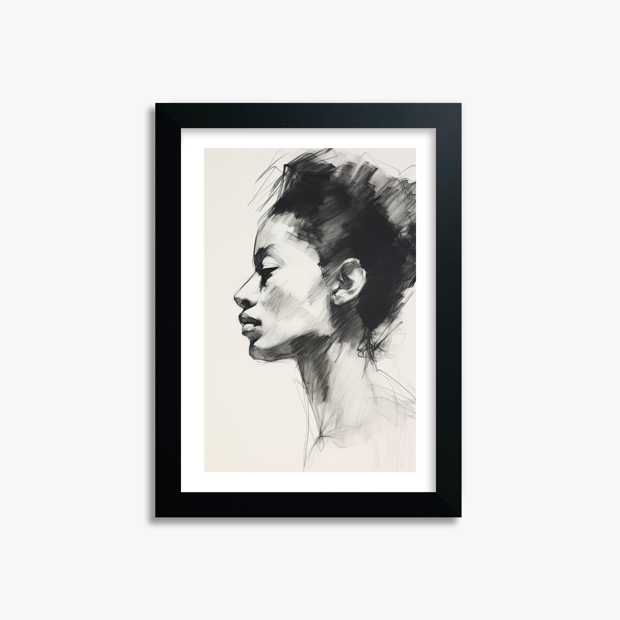 Pensive Silhouette, 21x30cm Black Framed Art Reproduction