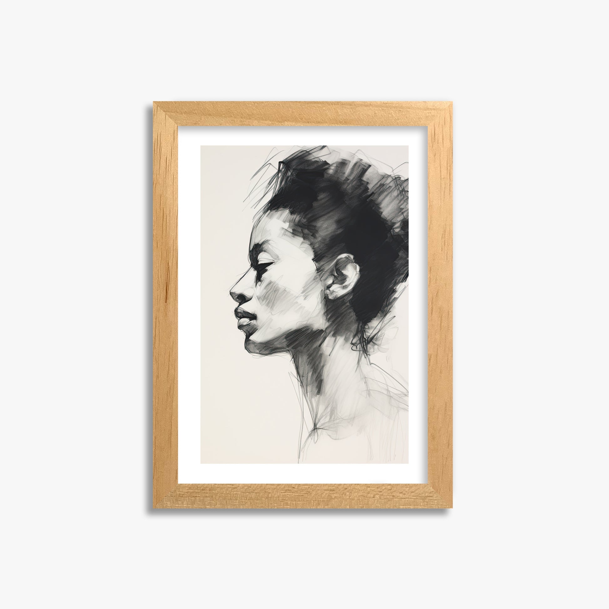 Pensive Silhouette, 21x30cm Oak Framed Art Reproduction
