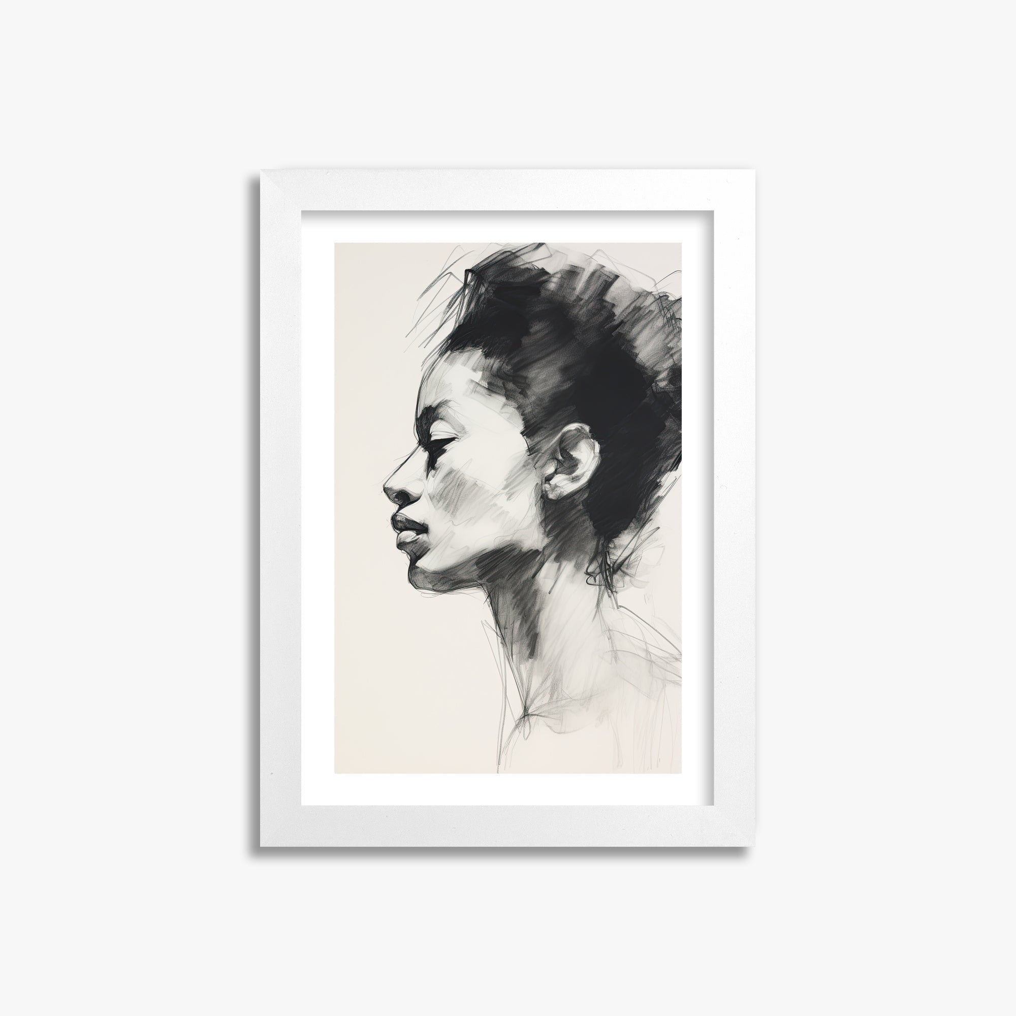 Pensive Silhouette, 21x30cm Whitek Framed Art Reproduction