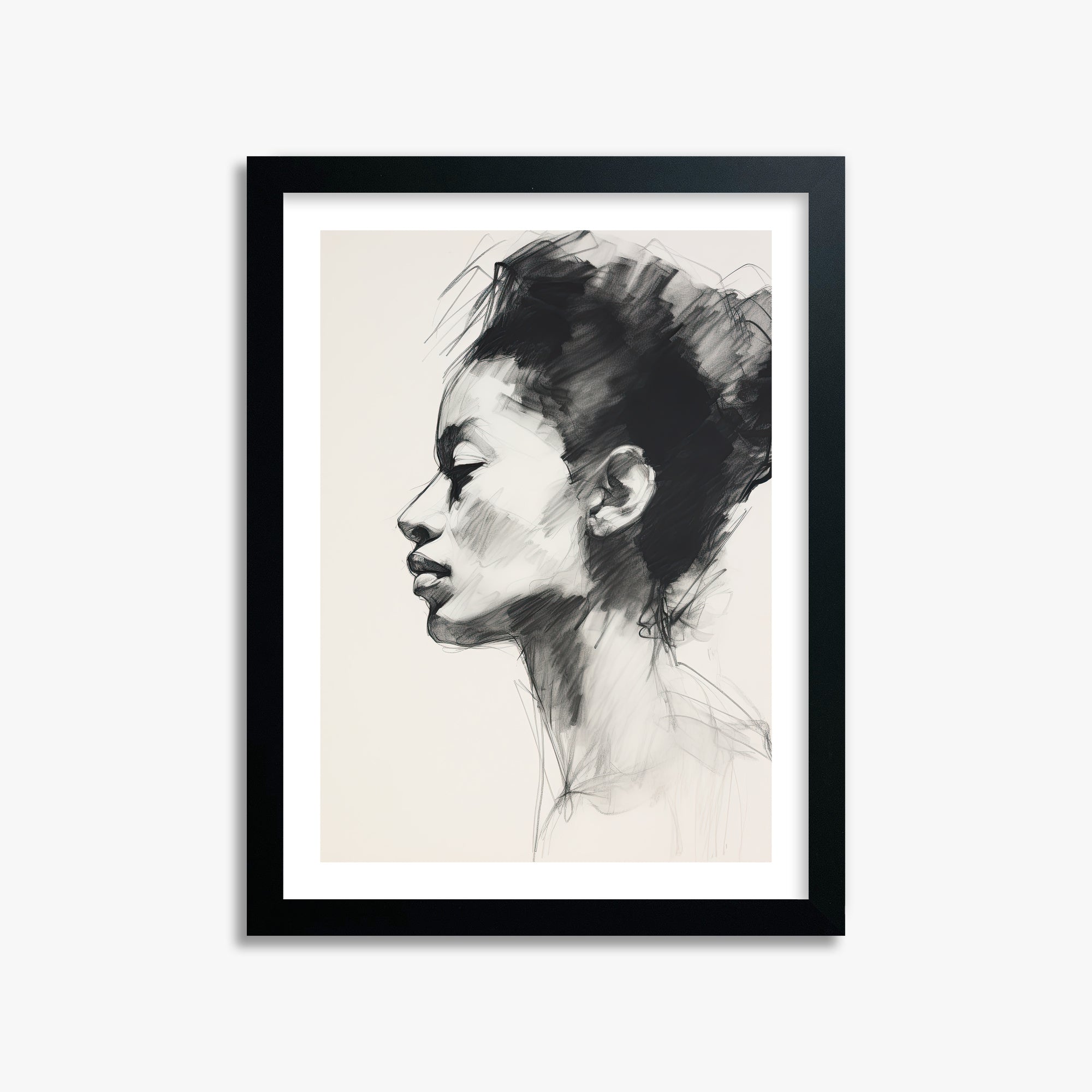 Pensive Silhouette, 30x40cm Black Framed Art Reproduction