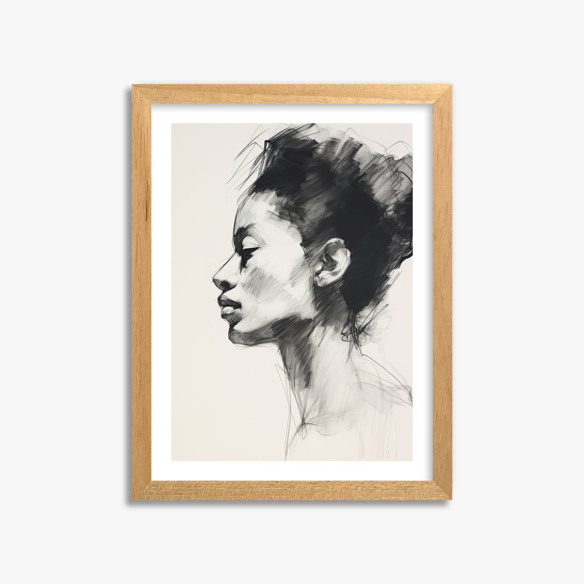 Pensive Silhouette, 30x40cm Oak Framed Art Reproduction