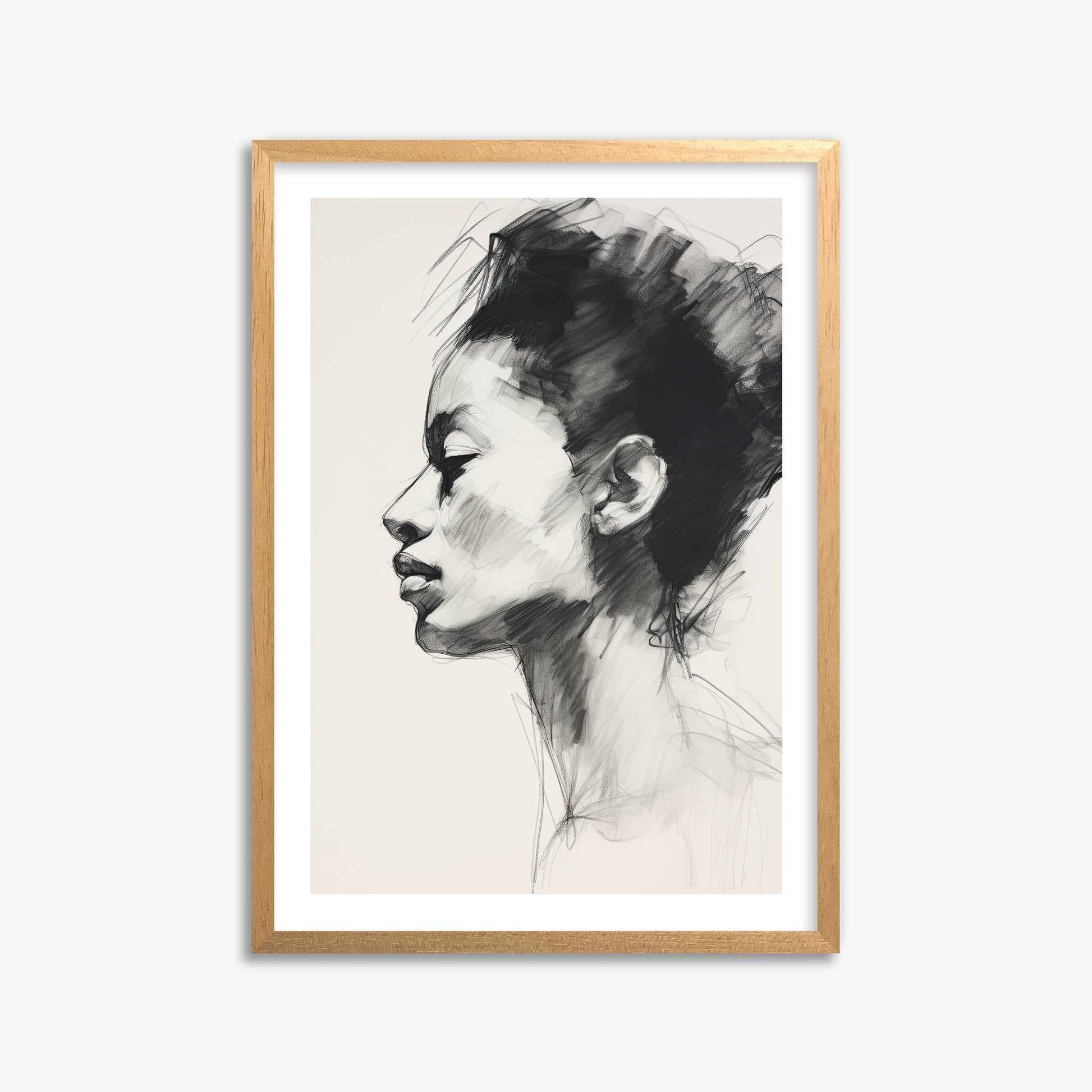 Pensive Silhouette, 50x70cm Oak Framed Art Reproduction