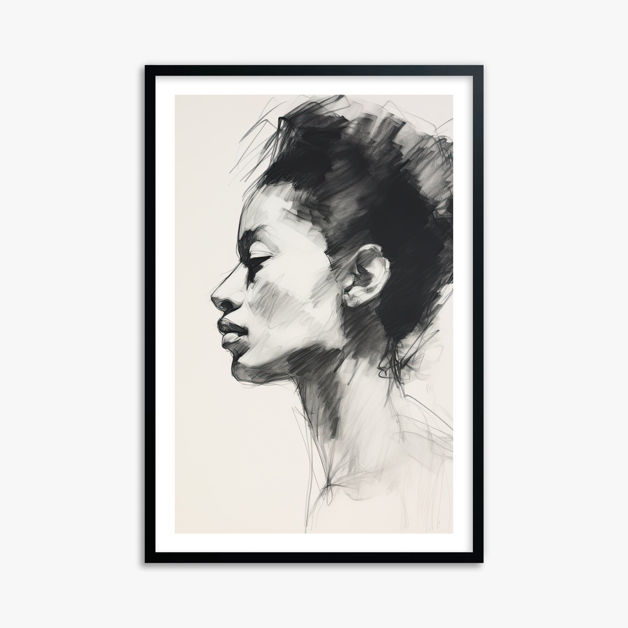 Pensive Silhouette, 61x91cm Black Framed Art Reproduction