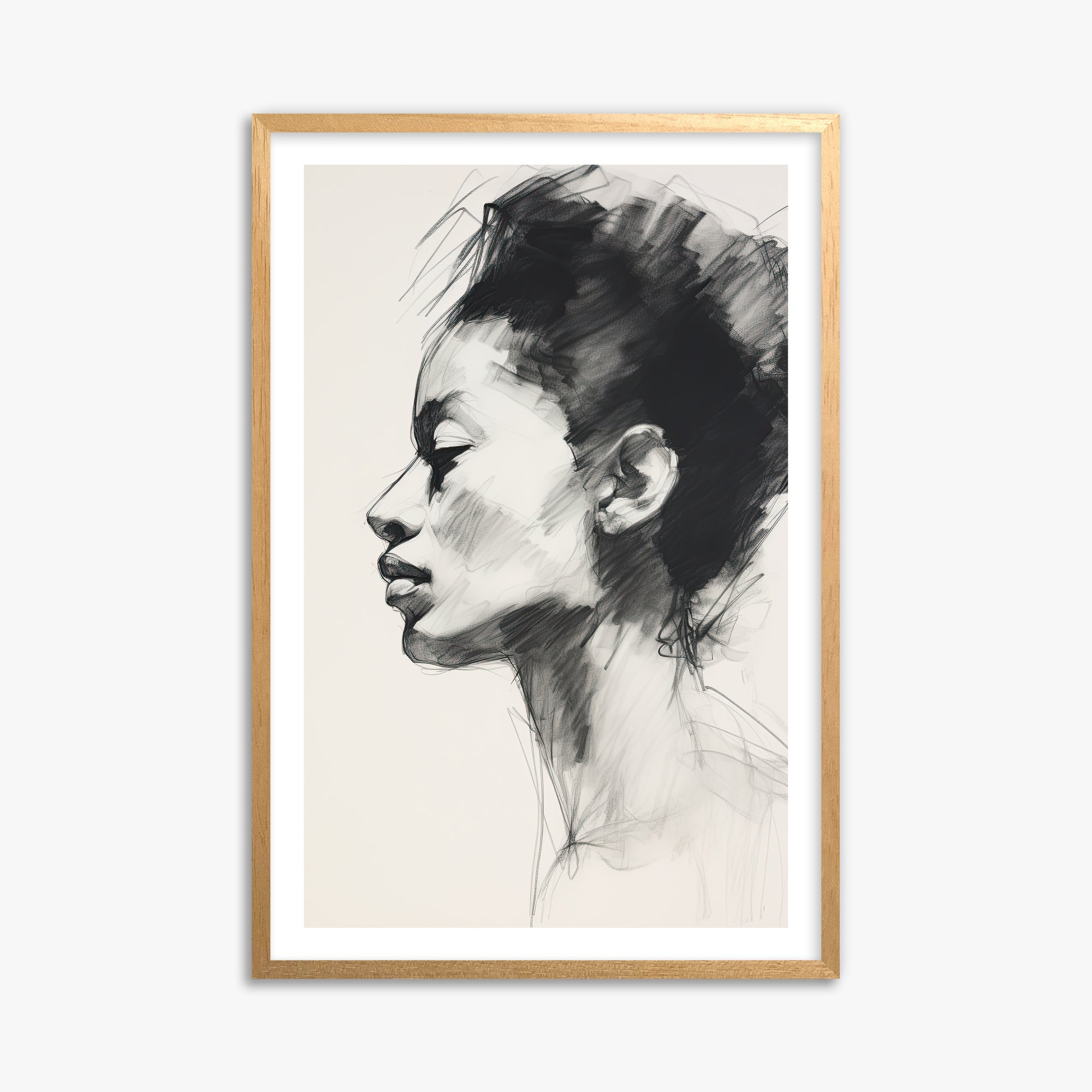 Pensive Silhouette, 61x91cm Oak Framed Art Reproduction