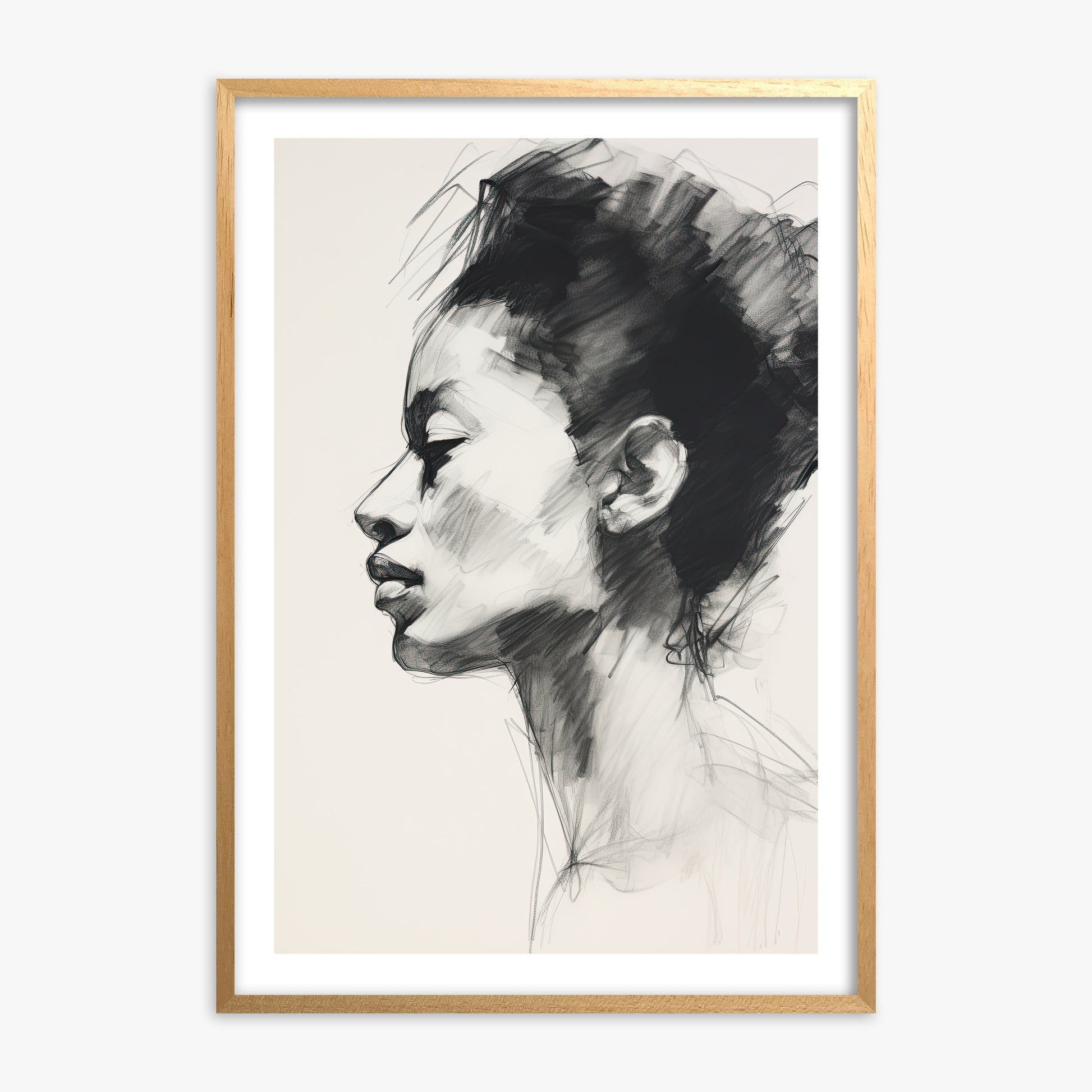 Pensive Silhouette, 70x100cm Oak Framed Art Reproduction