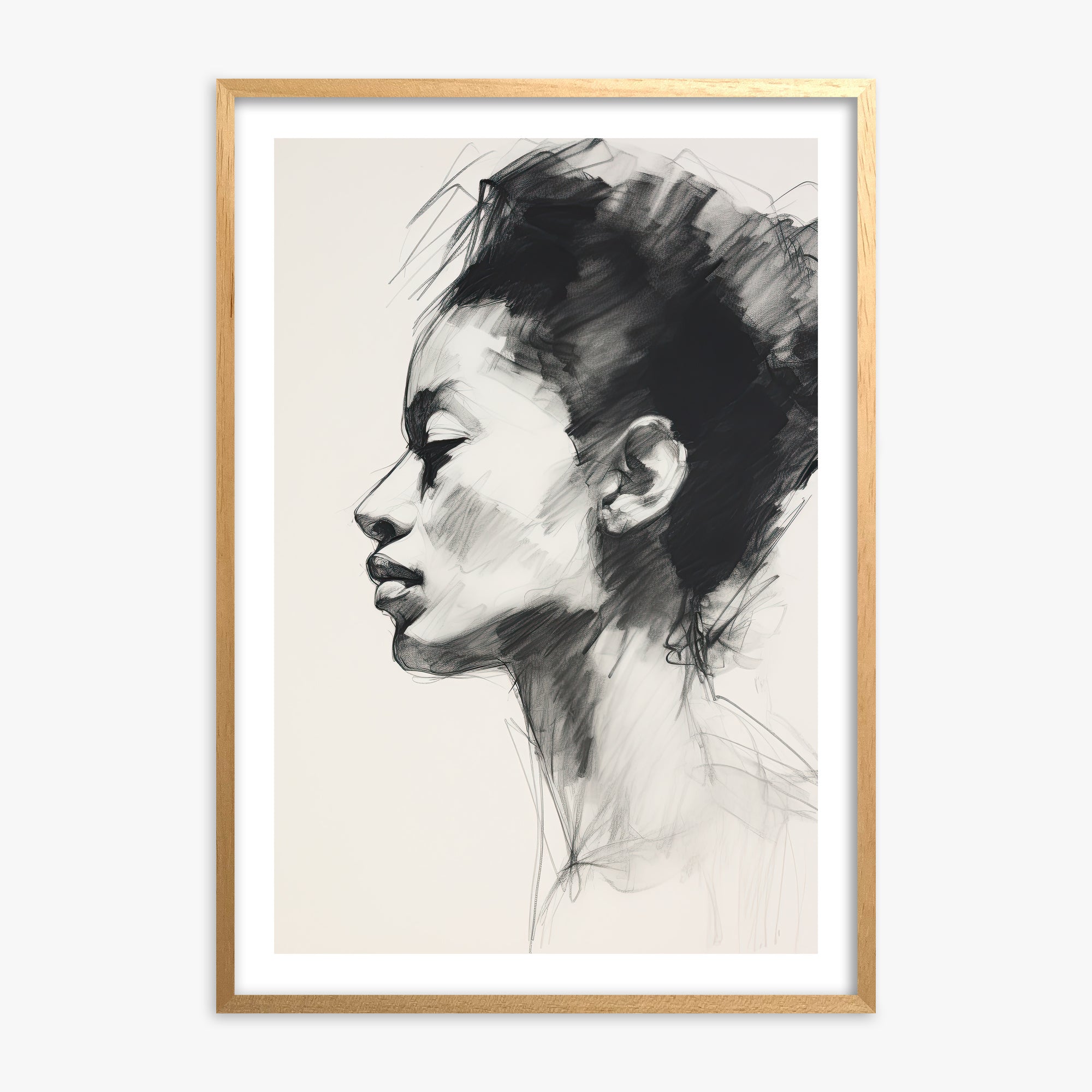 Pensive Silhouette, 70x100cm Oak Framed Art Reproduction