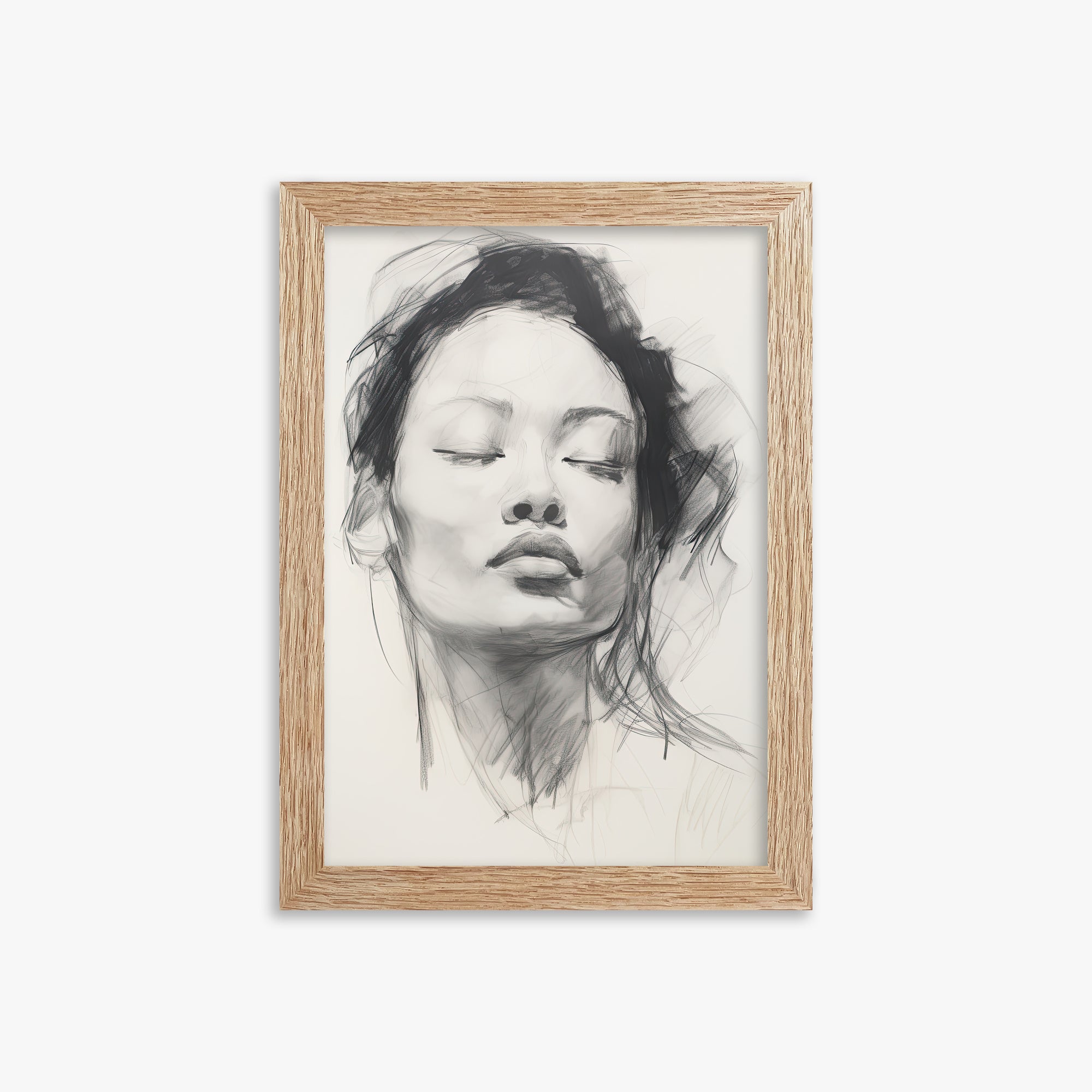Tranquil Essence, 21x30cm Framed Art Reproduction With Raw Oak Frame