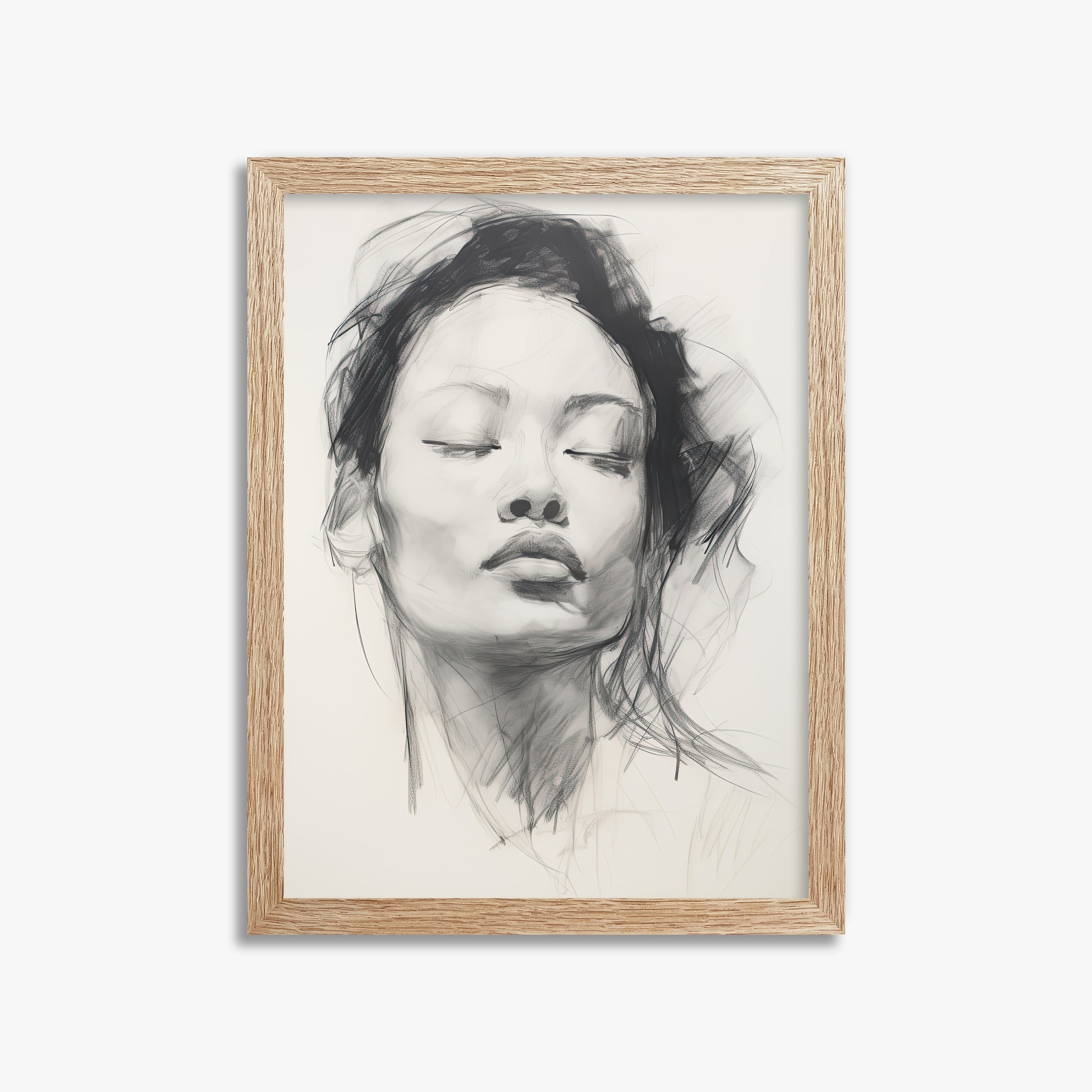 Tranquil Essence, 30x40cm Framed Art Reproduction With Raw Oak Frame