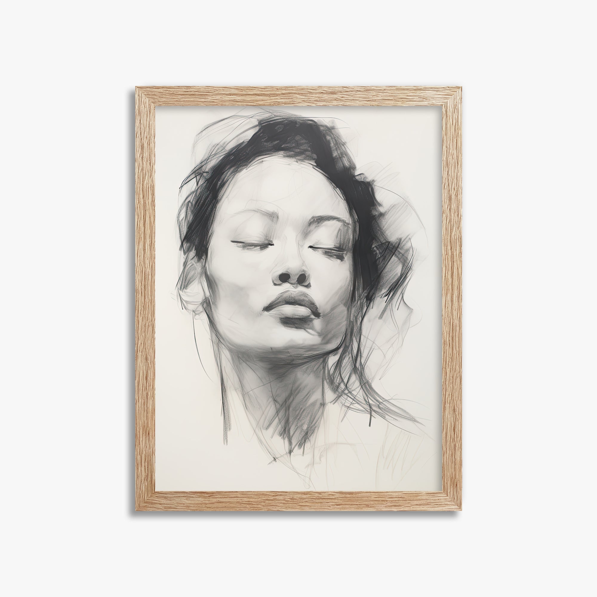 Tranquil Essence, 30x40cm Framed Art Reproduction With Raw Oak Frame