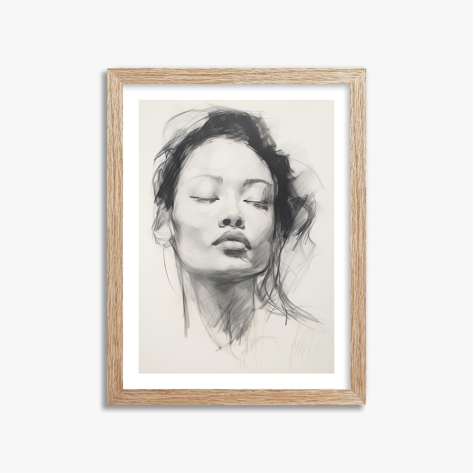 Tranquil Essence, 30x40cm Framed Art Reproduction With Raw Oak Frame