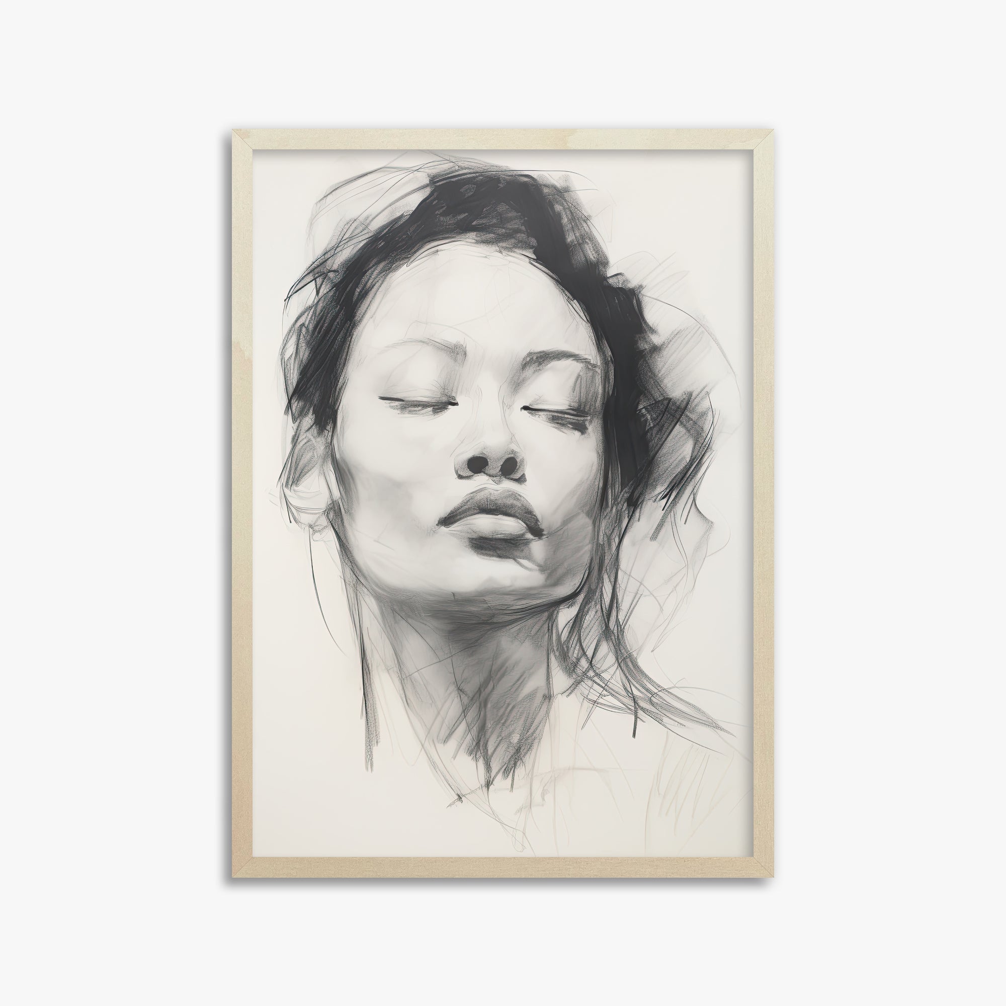 Tranquil Essence, 50x70cm Framed Art Reproduction With Lime Wood Frame