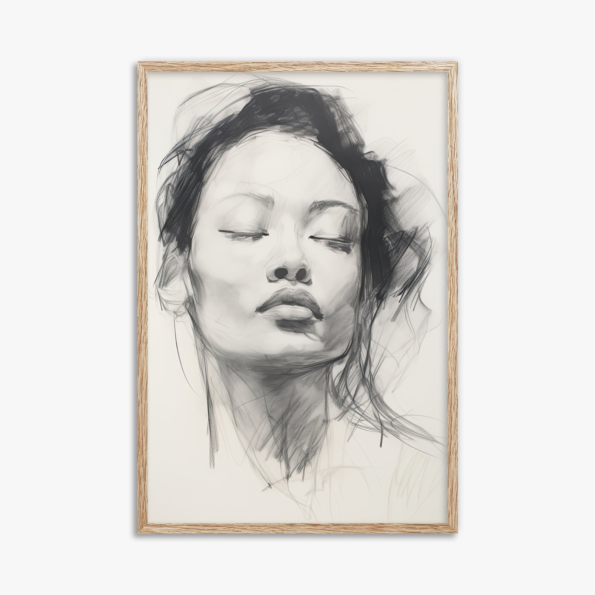 Tranquil Essence, 61x91cm Framed Art Reproduction With Raw Oak Frame
