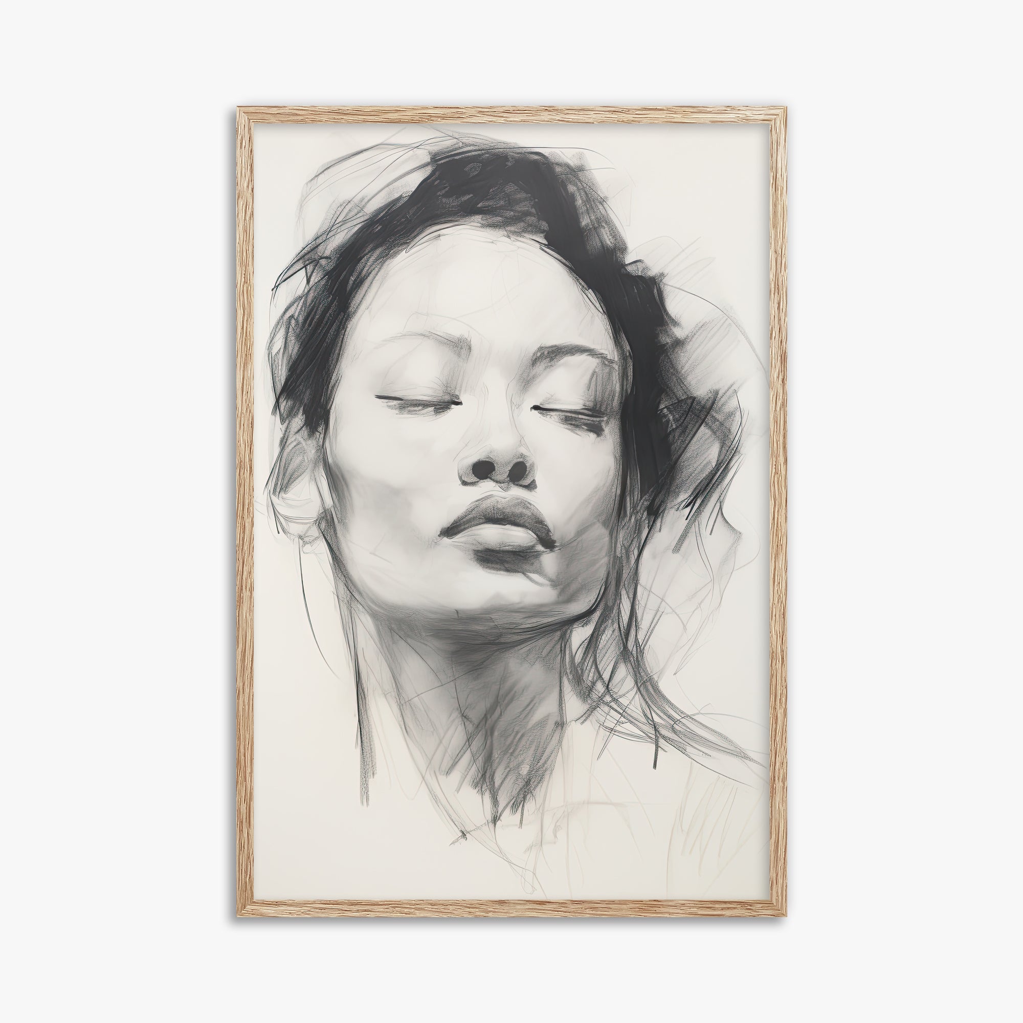 Tranquil Essence, 61x91cm Framed Art Reproduction With Raw Oak Frame