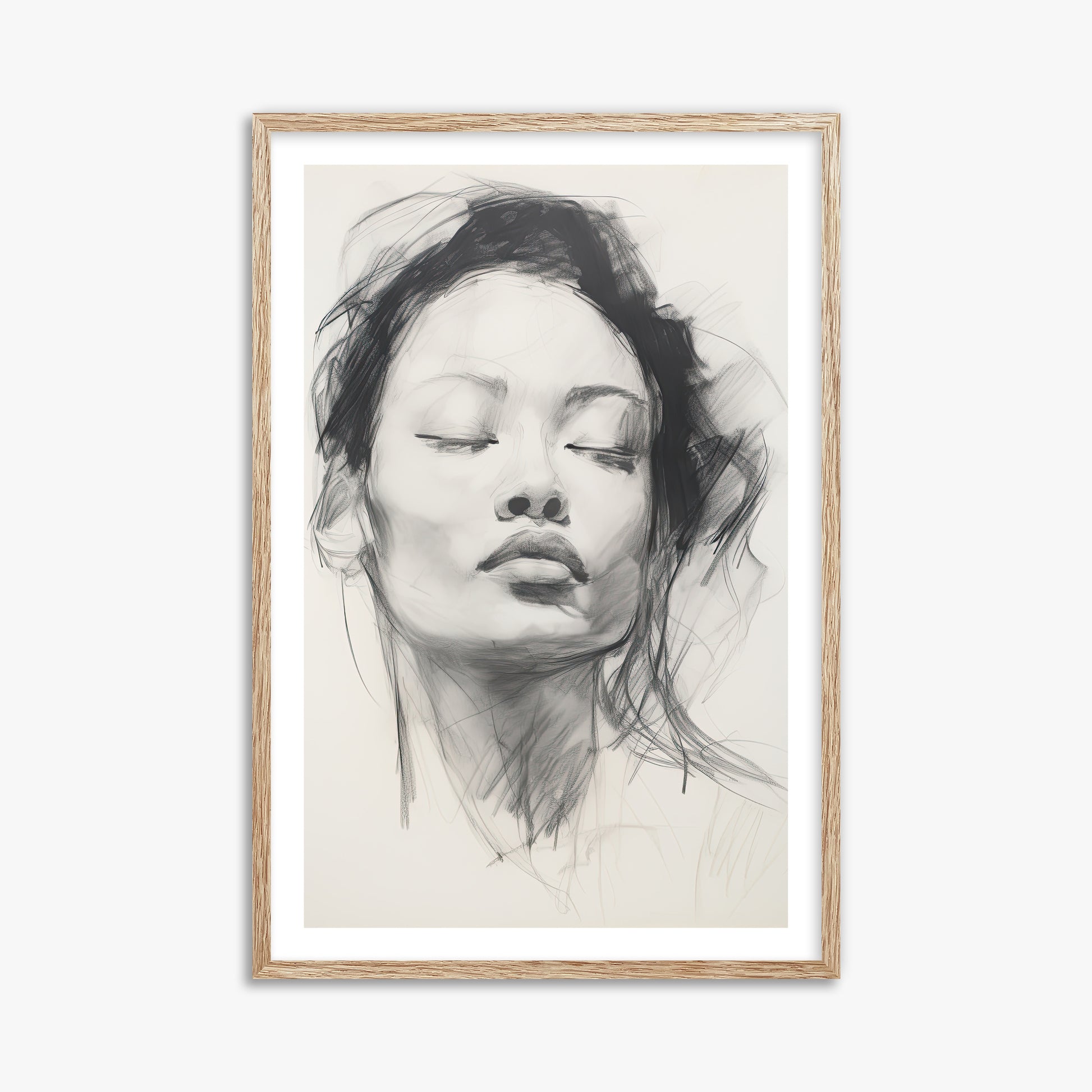 Tranquil Essence, 61x91cm Framed Art Reproduction With Raw Oak Frame