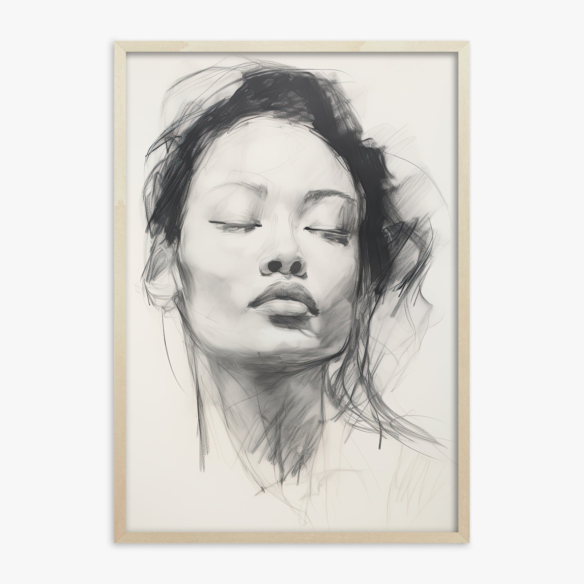 Tranquil Essence, 70x100cm Framed Art Reproduction With Lime Wood Frame