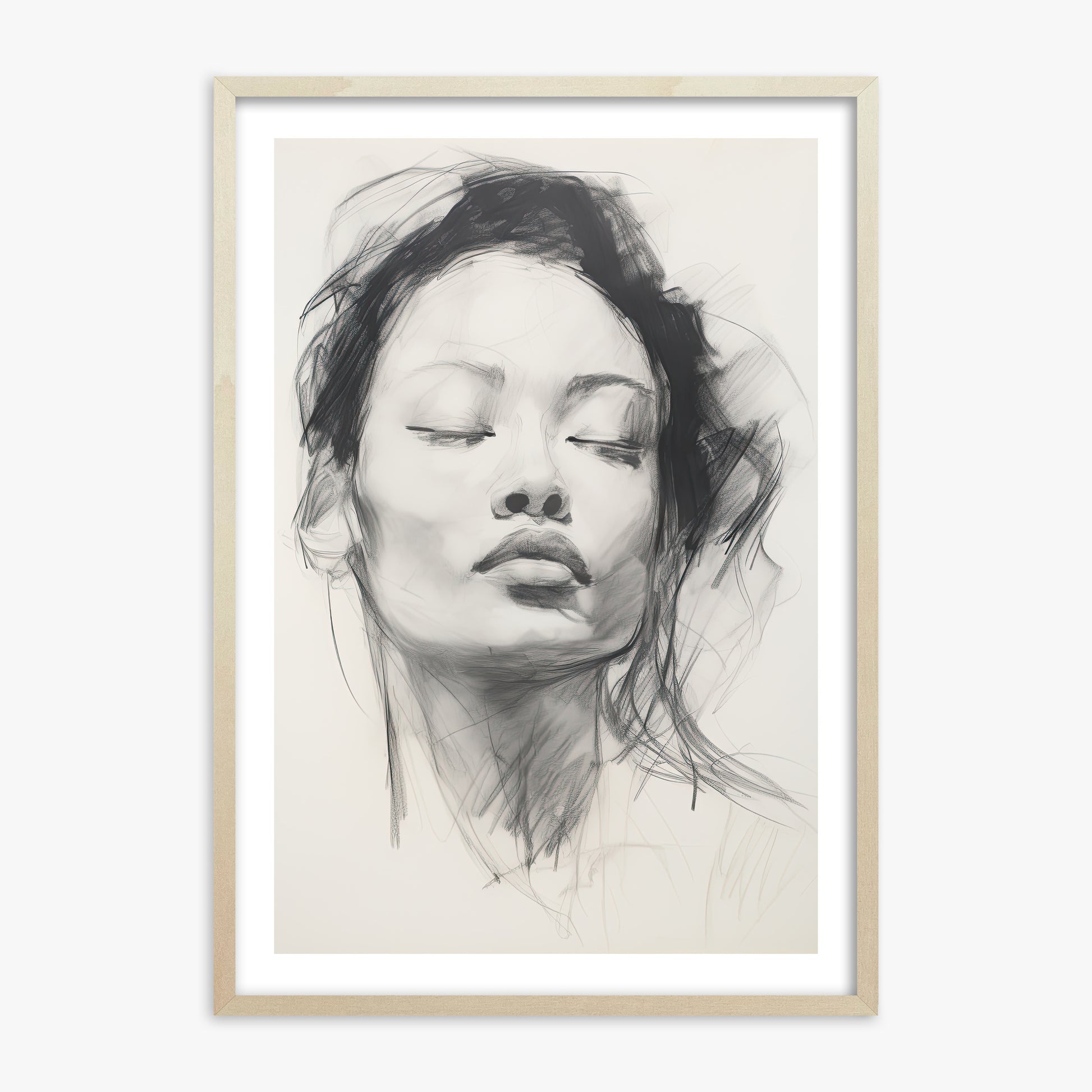 Tranquil Essence, 70x100cm Framed Art Reproduction With Lime Wood Frame