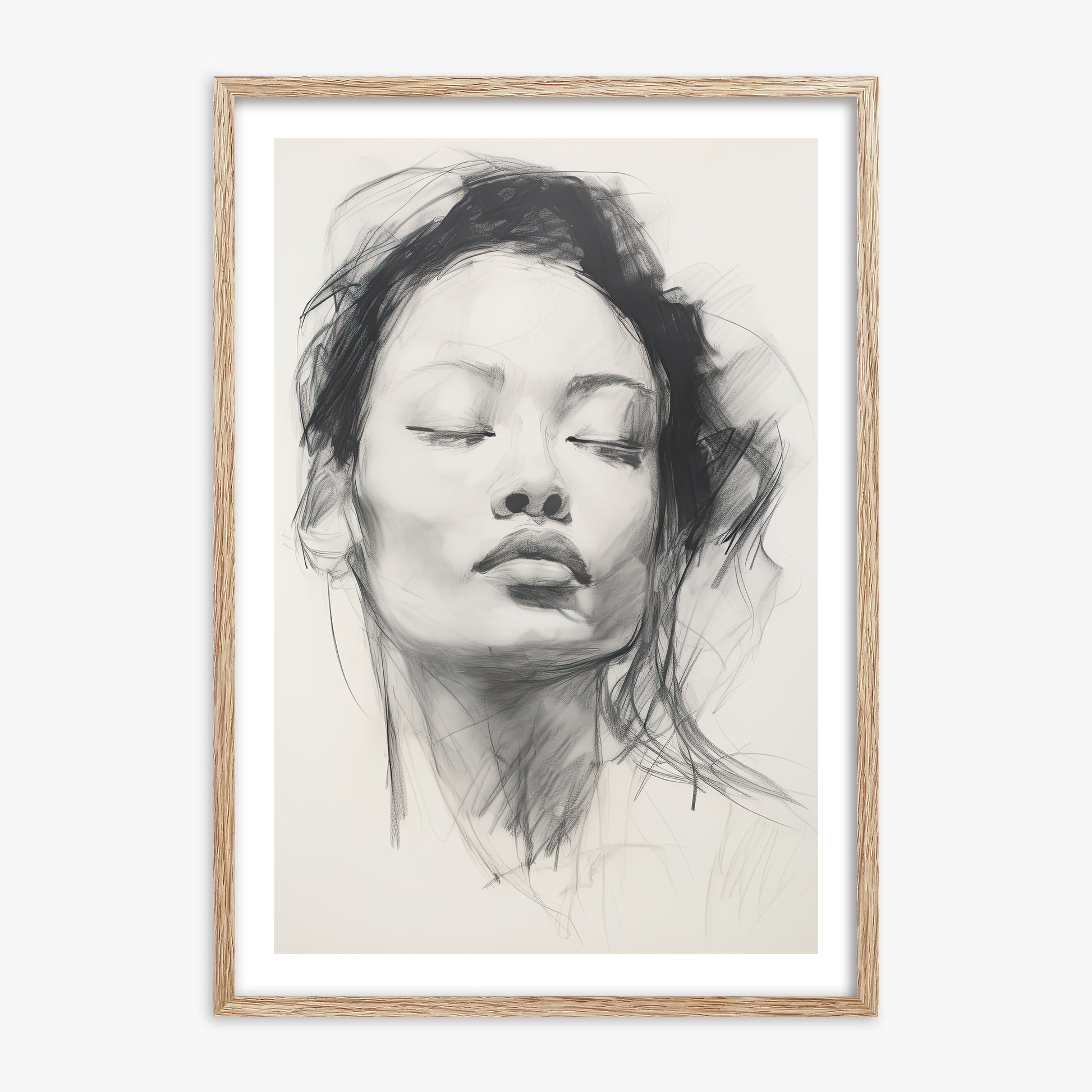 Tranquil Essence, 70x100cm Framed Art Reproduction With Raw Oak Frame