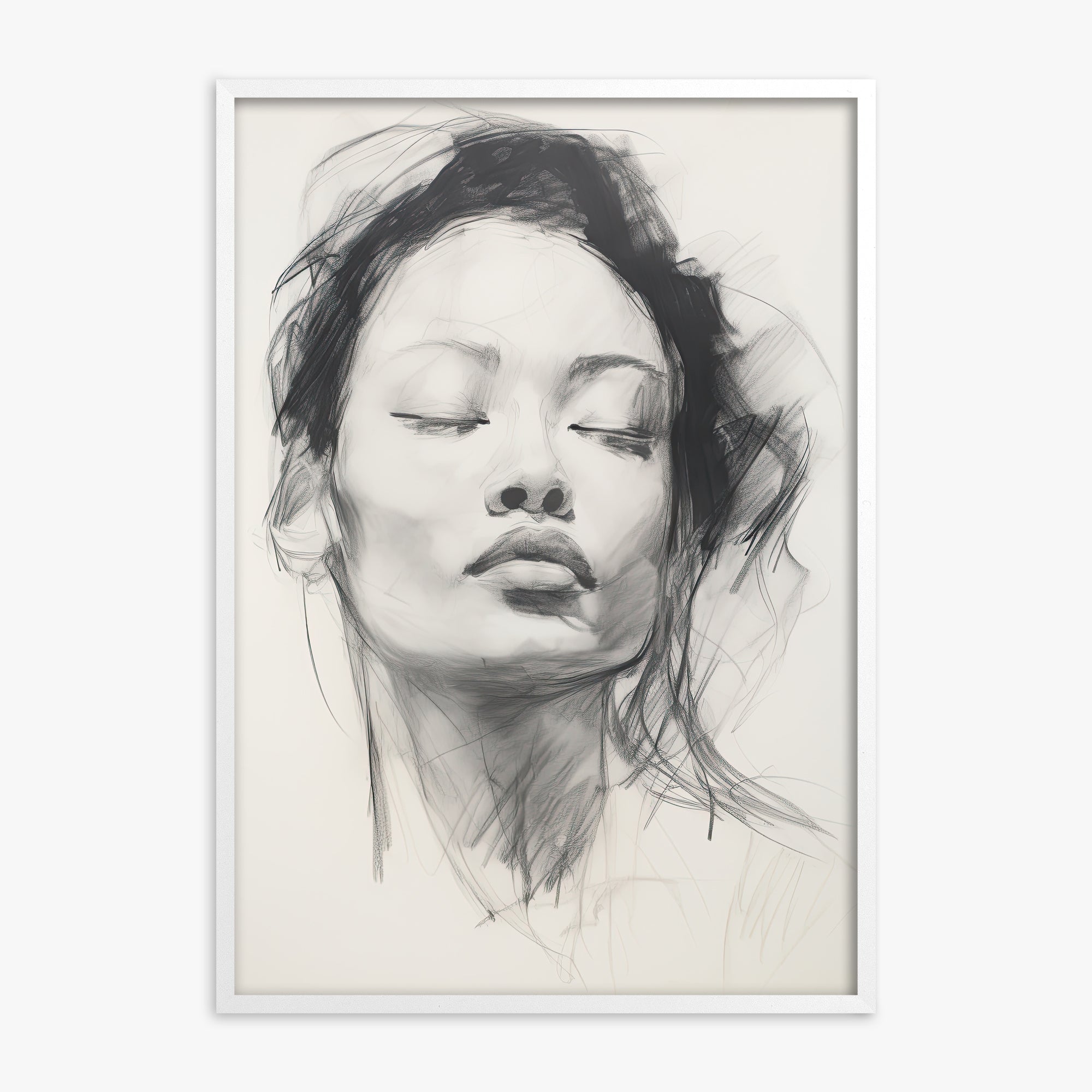 Tranquil Essence, White Framed Poster With White Frame