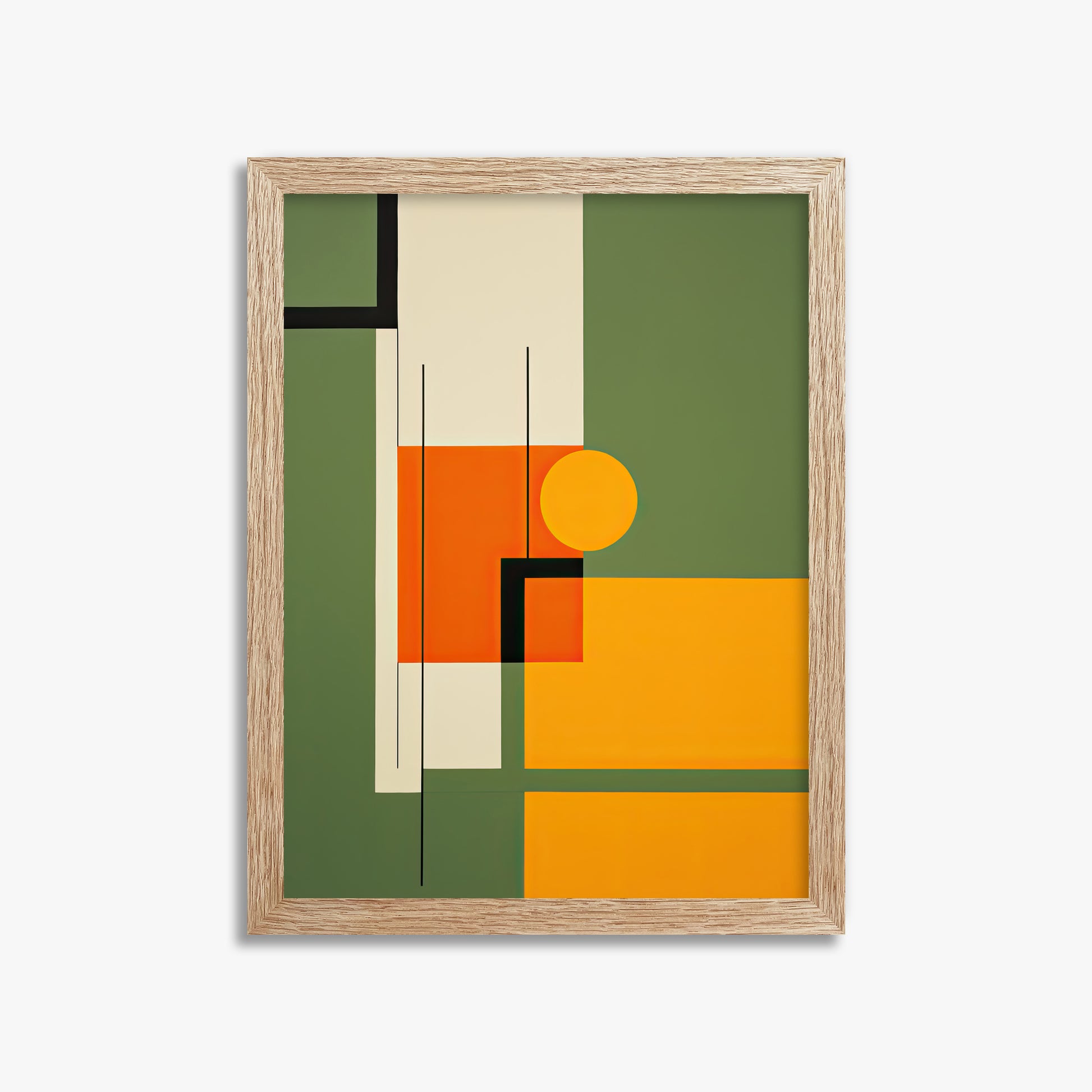 Harvest Grid, 30x40cm Framed Art Reproduction With Raw Oak Frame