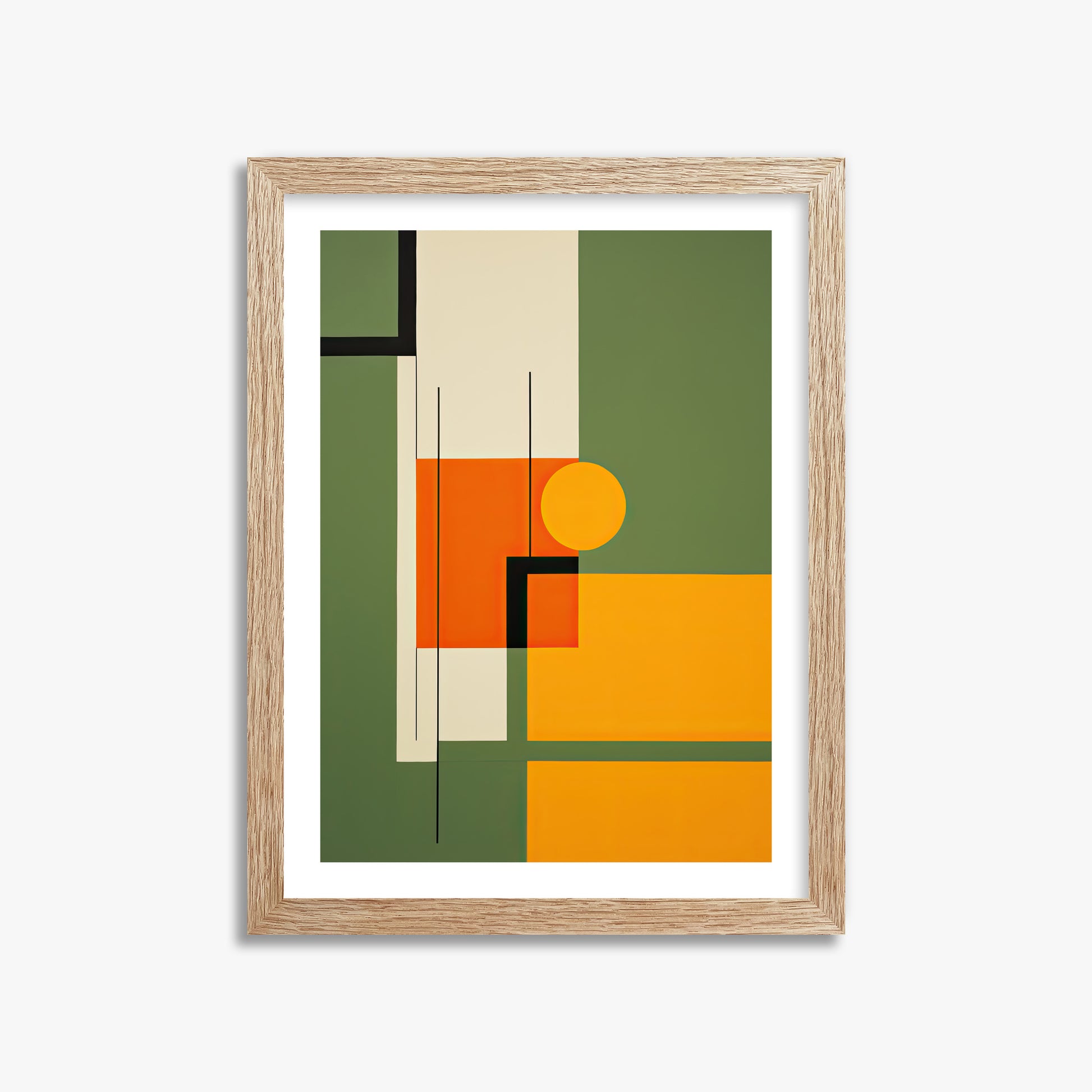 Harvest Grid, 30x40cm Framed Art Reproduction With Raw Oak Frame