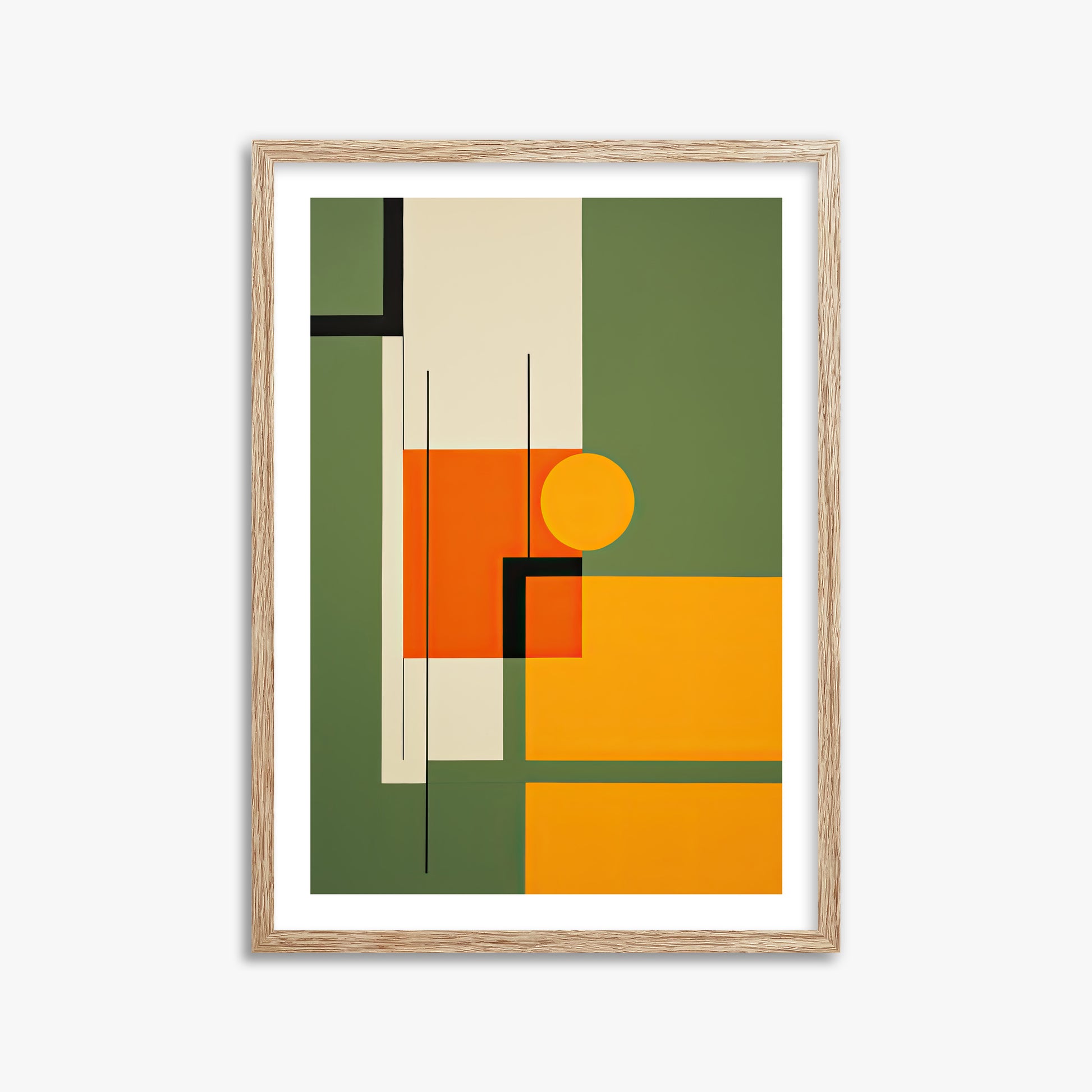 Harvest Grid, 50x70cm Framed Art Reproduction With Raw Oak Frame