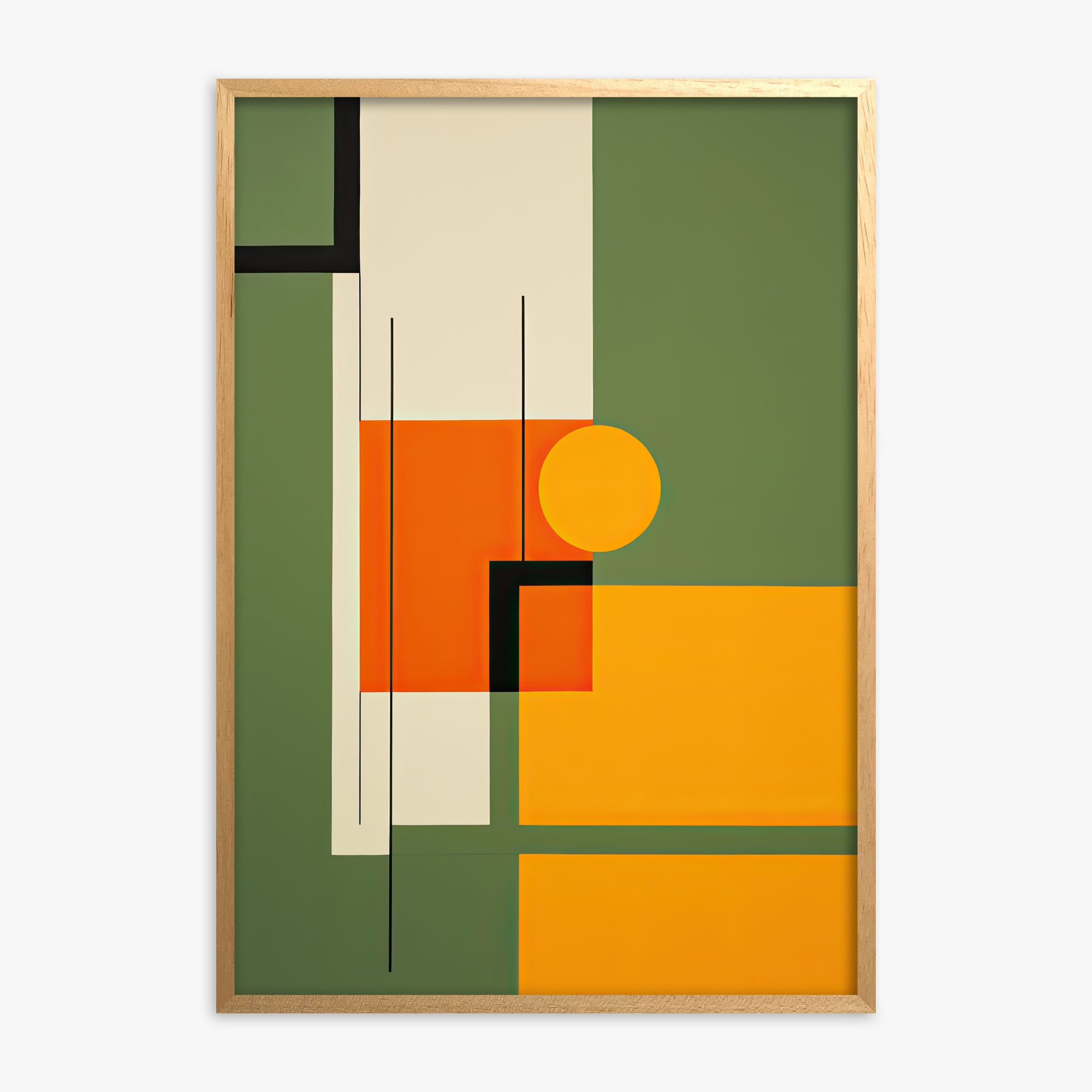 Harvest Grid, Oak Framed Poster With Oak Frame