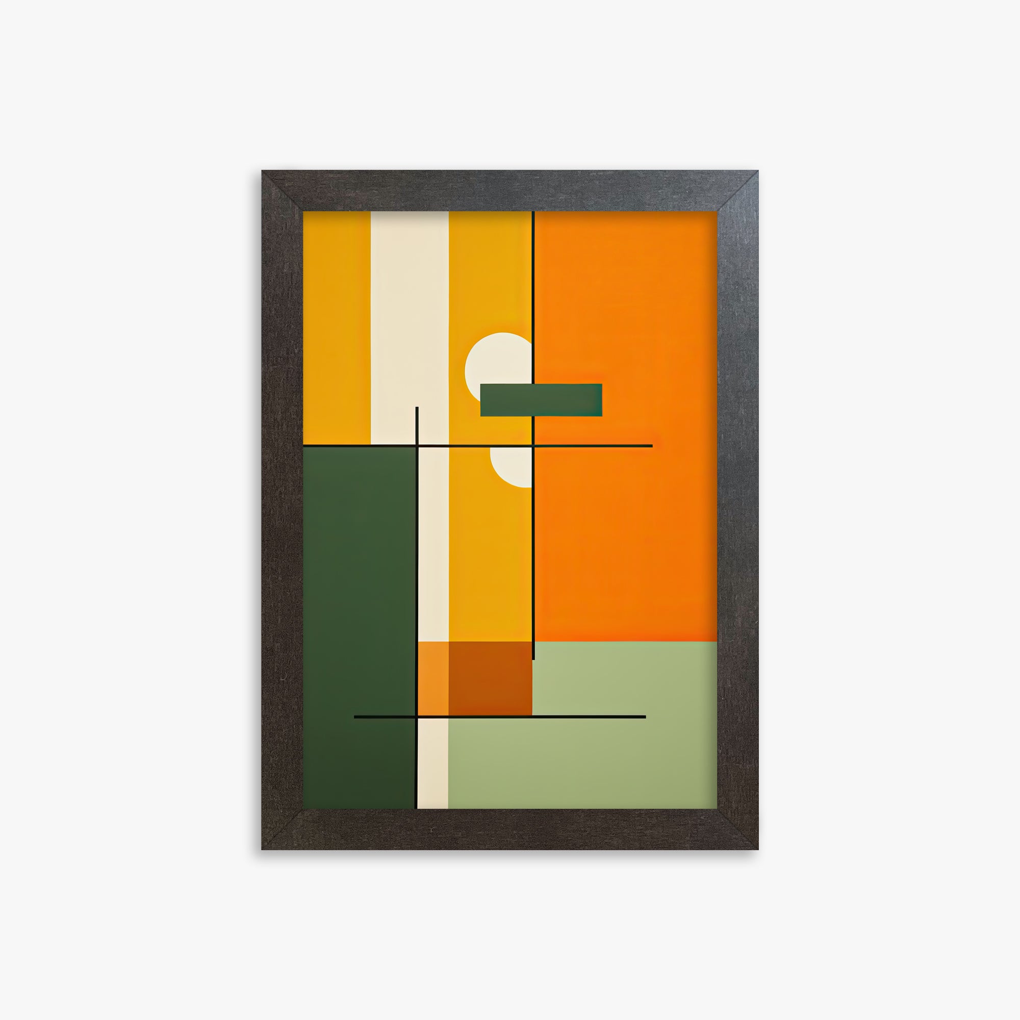 Geometric Sunset Balance, 21x30cm Framed Art Reproduction With Espresso Frame