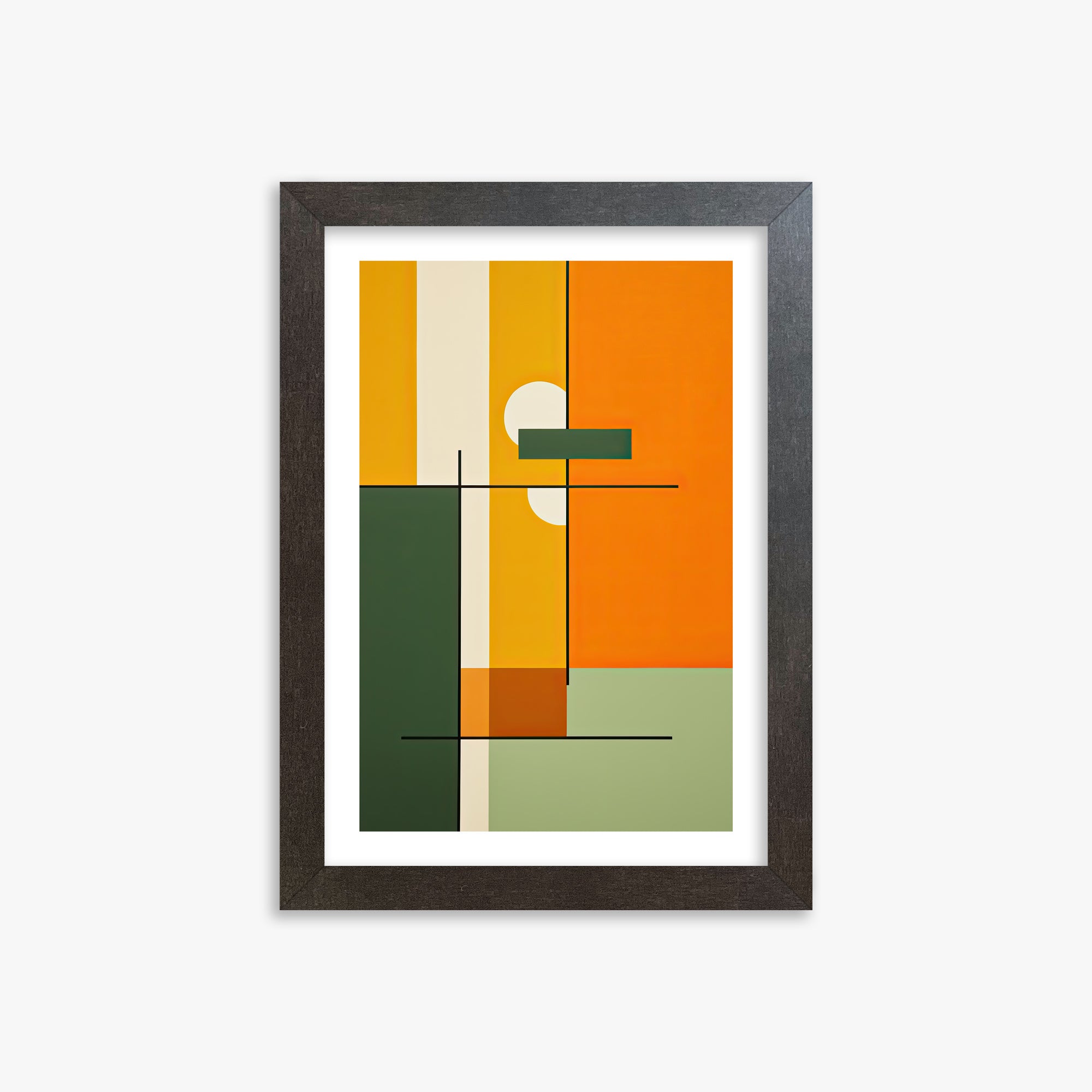 Geometric Sunset Balance, 21x30cm Framed Art Reproduction With Espresso Frame