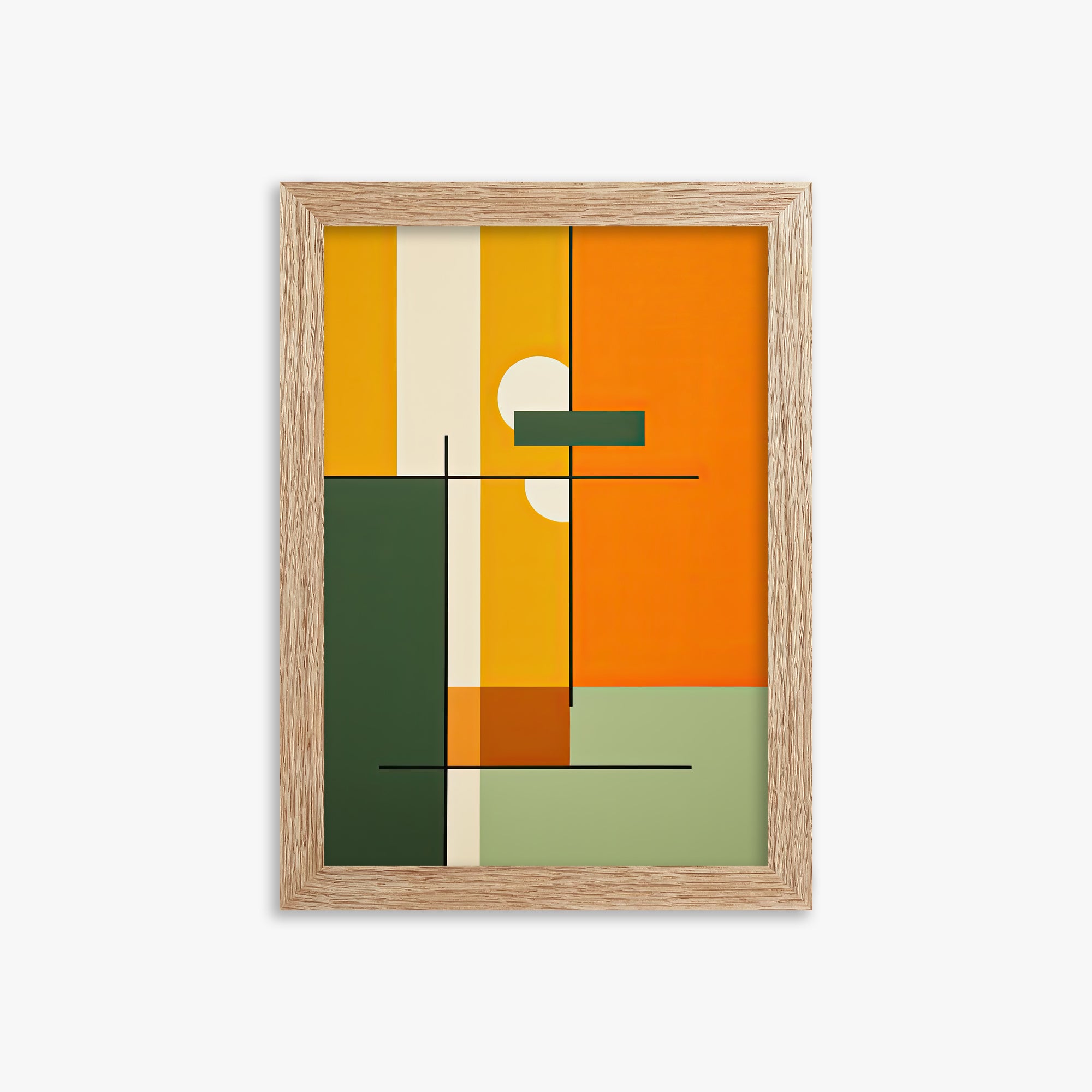 Geometric Sunset Balance, 21x30cm Framed Art Reproduction With Raw Oak Frame