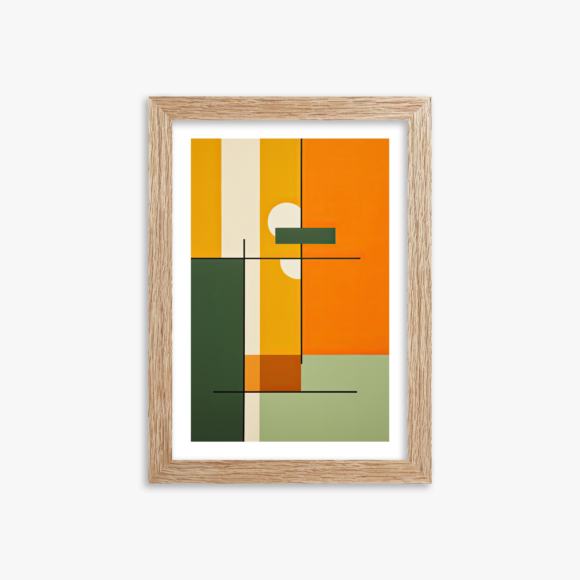 Geometric Sunset Balance, 21x30cm Framed Art Reproduction With Raw Oak Frame