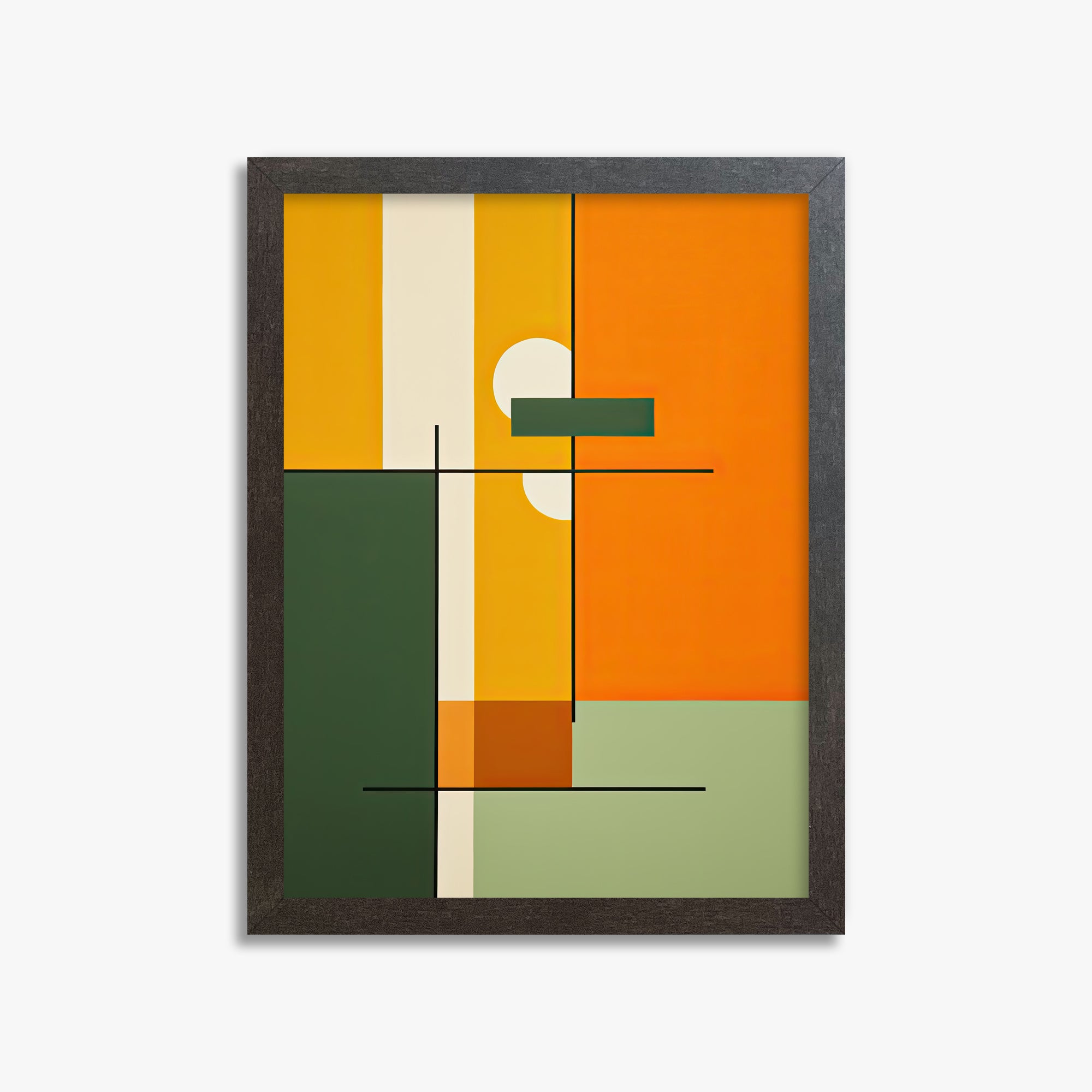 Geometric Sunset Balance, 30x40cm Framed Art Reproduction With Espresso Frame