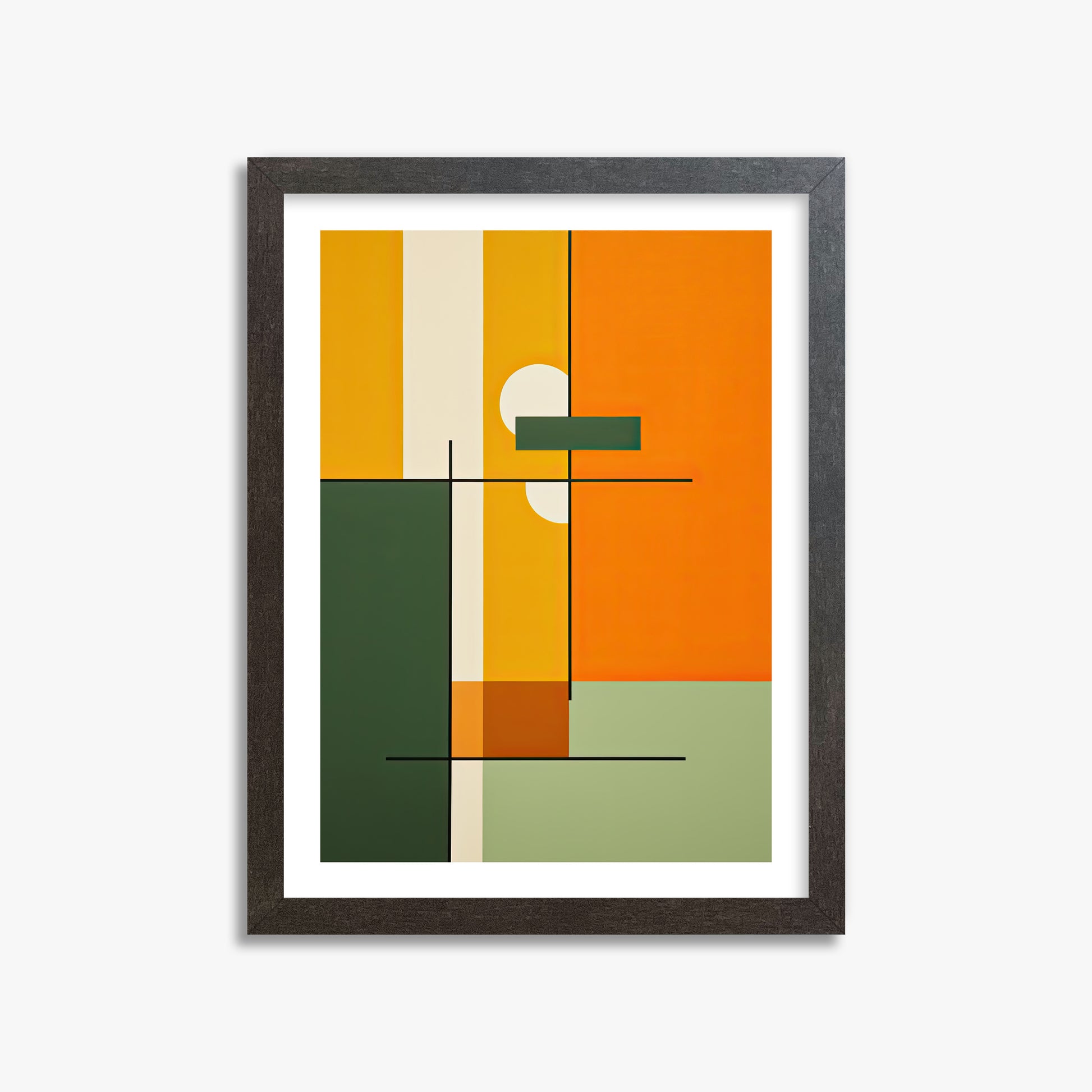 Geometric Sunset Balance, 30x40cm Framed Art Reproduction With Espresso Frame