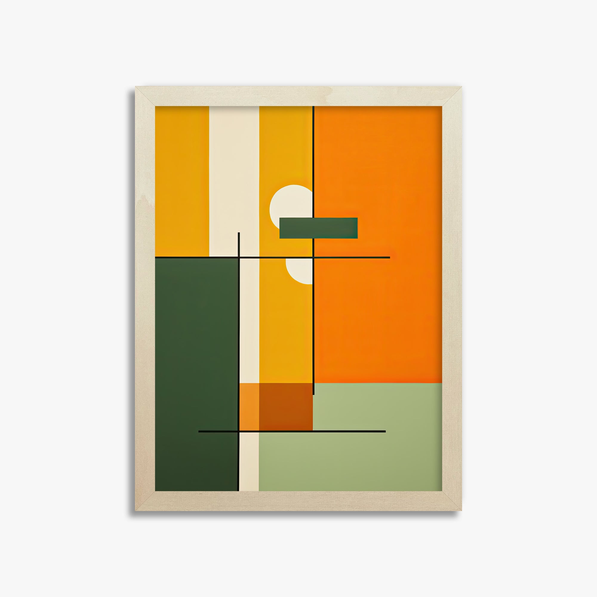 Geometric Sunset Balance, 30x40cm Framed Art Reproduction With Lime Wood Frame