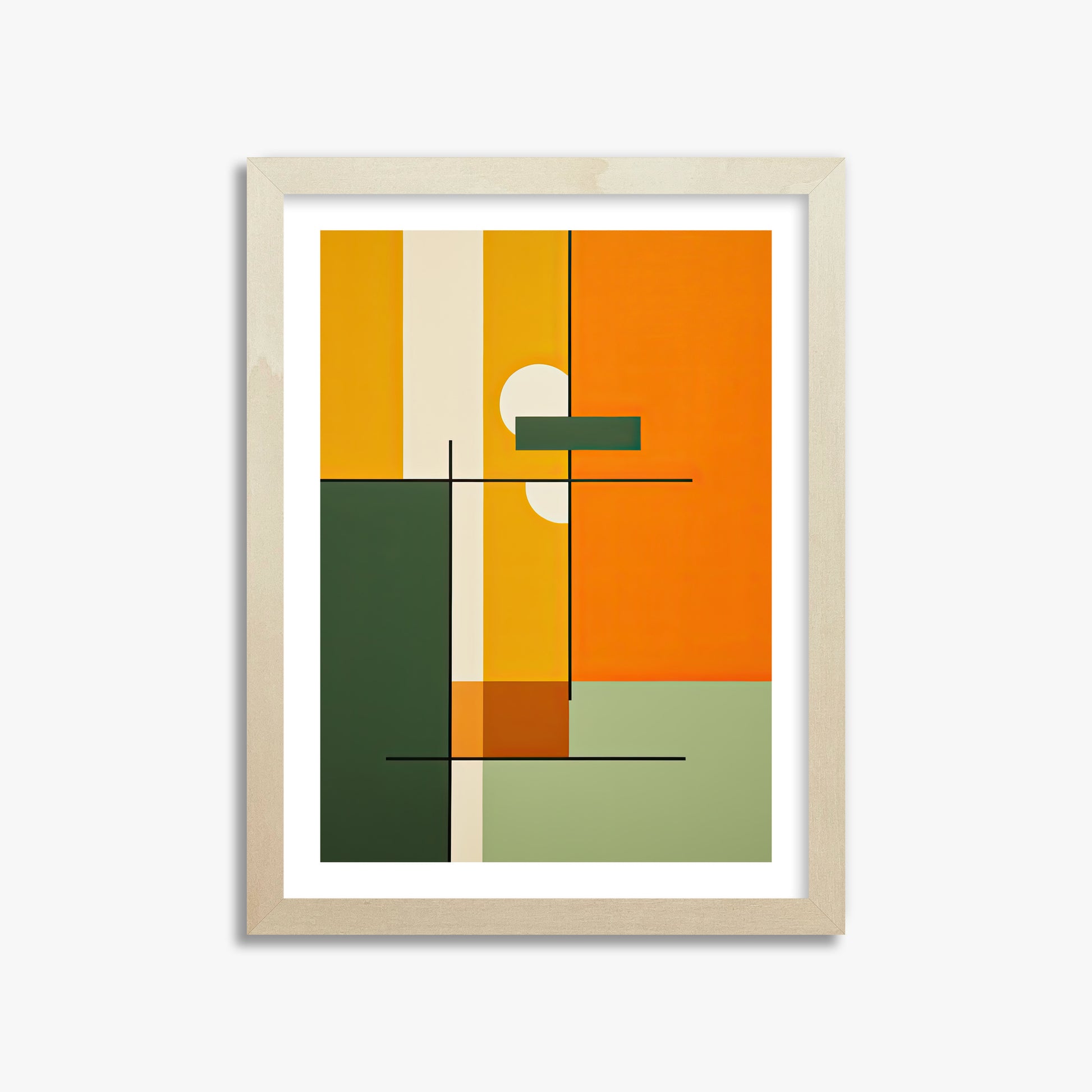 Geometric Sunset Balance, 30x40cm Framed Art Reproduction With Lime Wood Frame