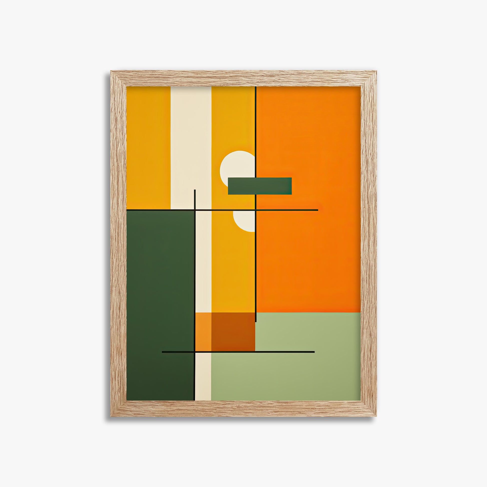 Geometric Sunset Balance, 30x40cm Framed Art Reproduction With Raw Oak Frame