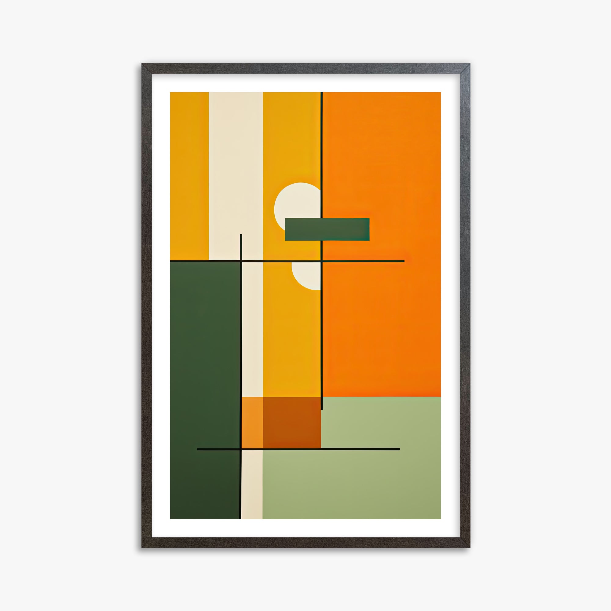 Geometric Sunset Balance, 61x91cm Framed Art Reproduction With Espresso Frame