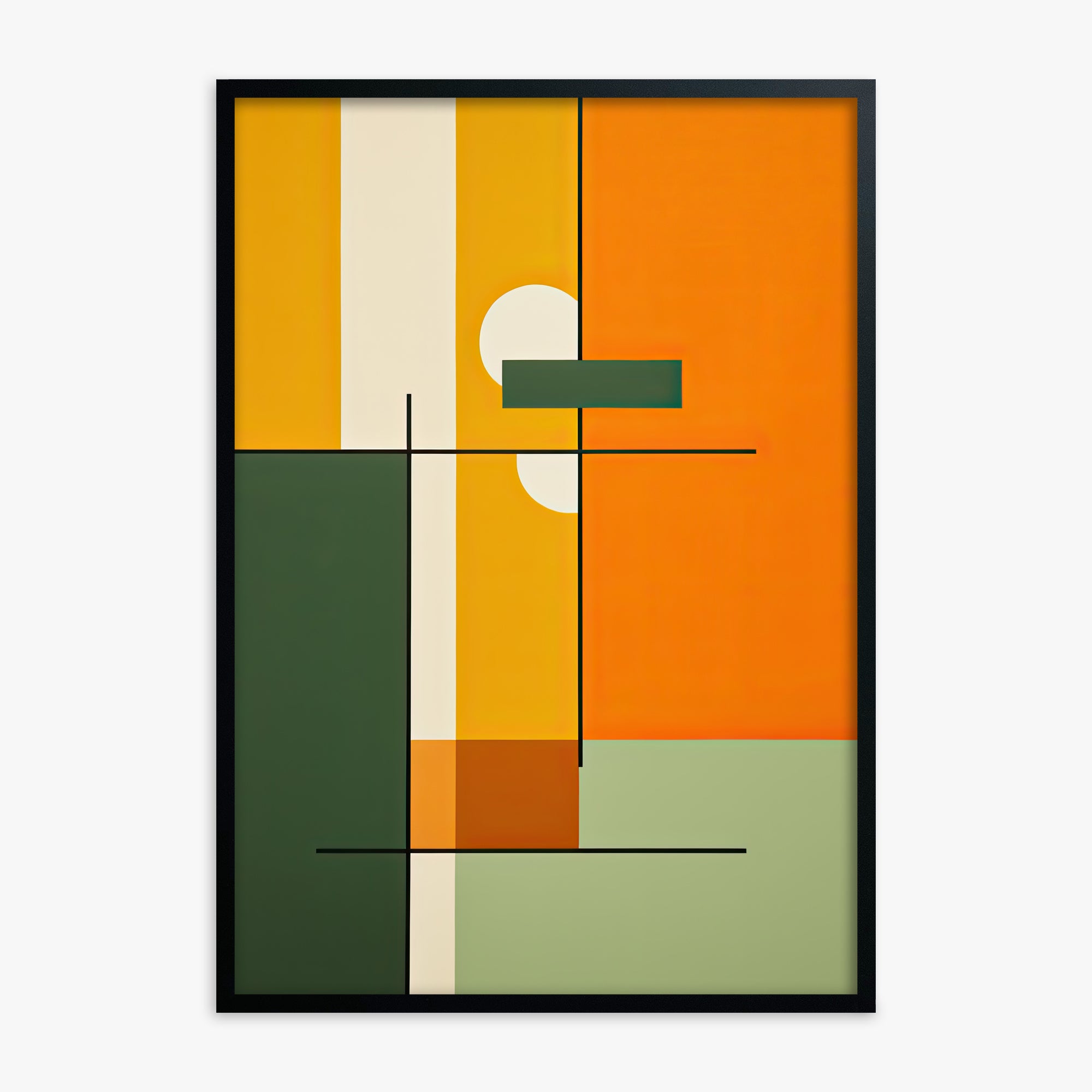 Geometric Sunset Balance, Black Framed Poster With Black Frame
