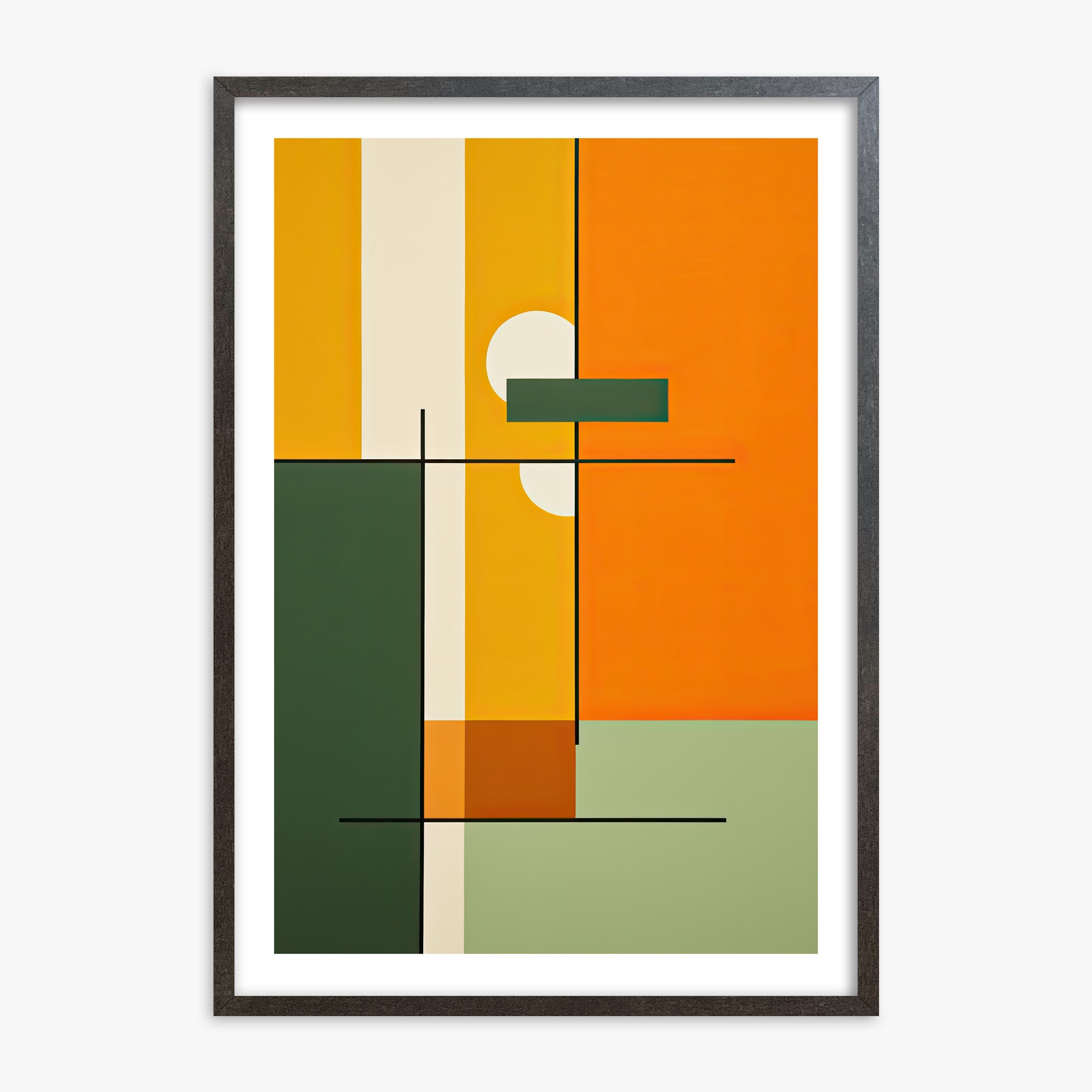 Geometric Sunset Balance, 70x100cm Framed Art Reproduction With Espresso Frame