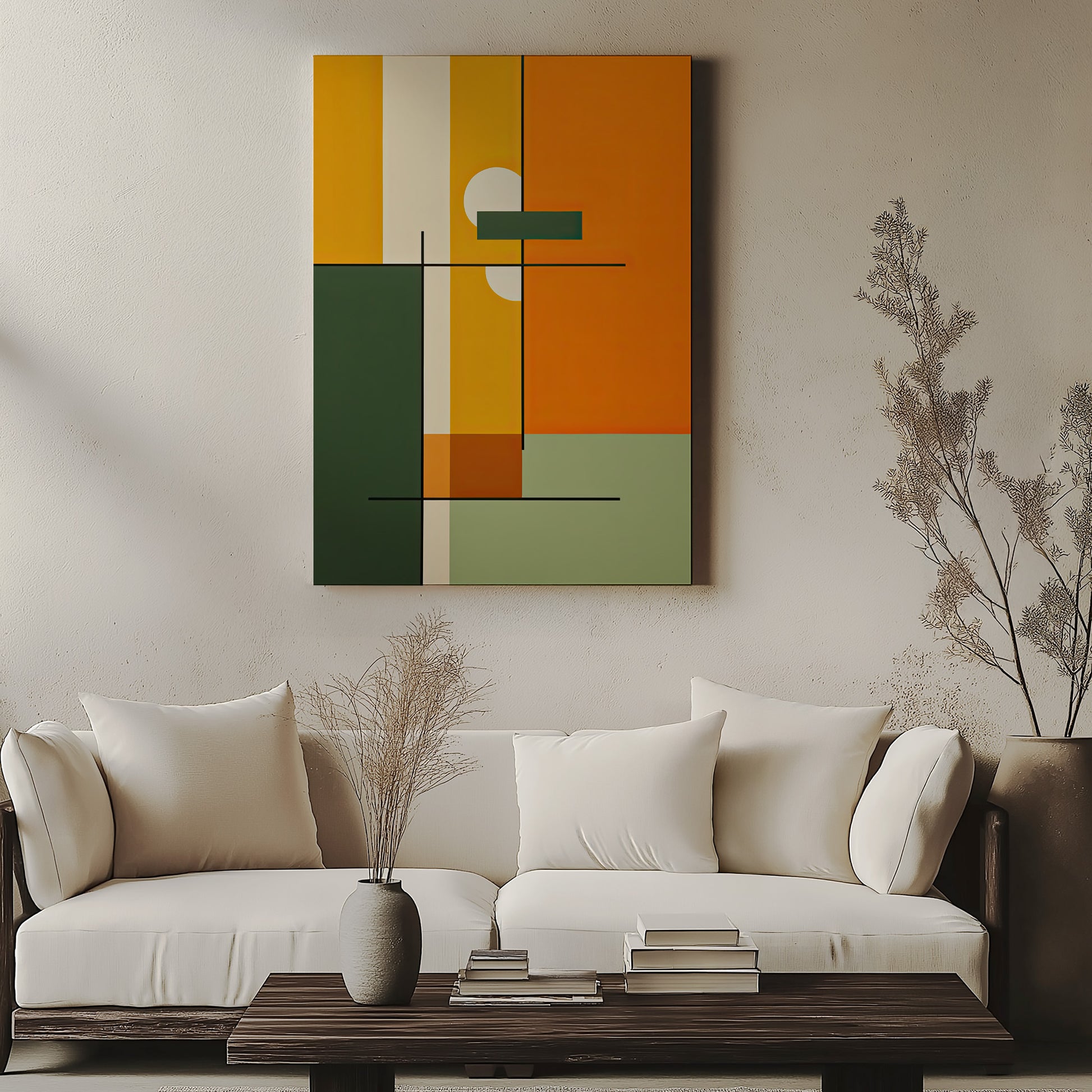 Design Concept No. 57 for Geometric Sunset Balance Japanese Satin Canvas Wall Art