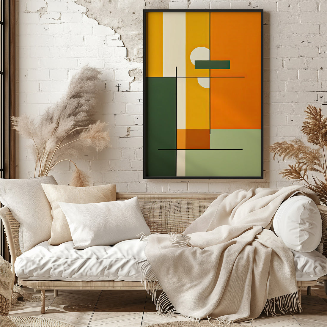 Geometric Sunset Balance, 50x70cm Framed Poster With Black Frame