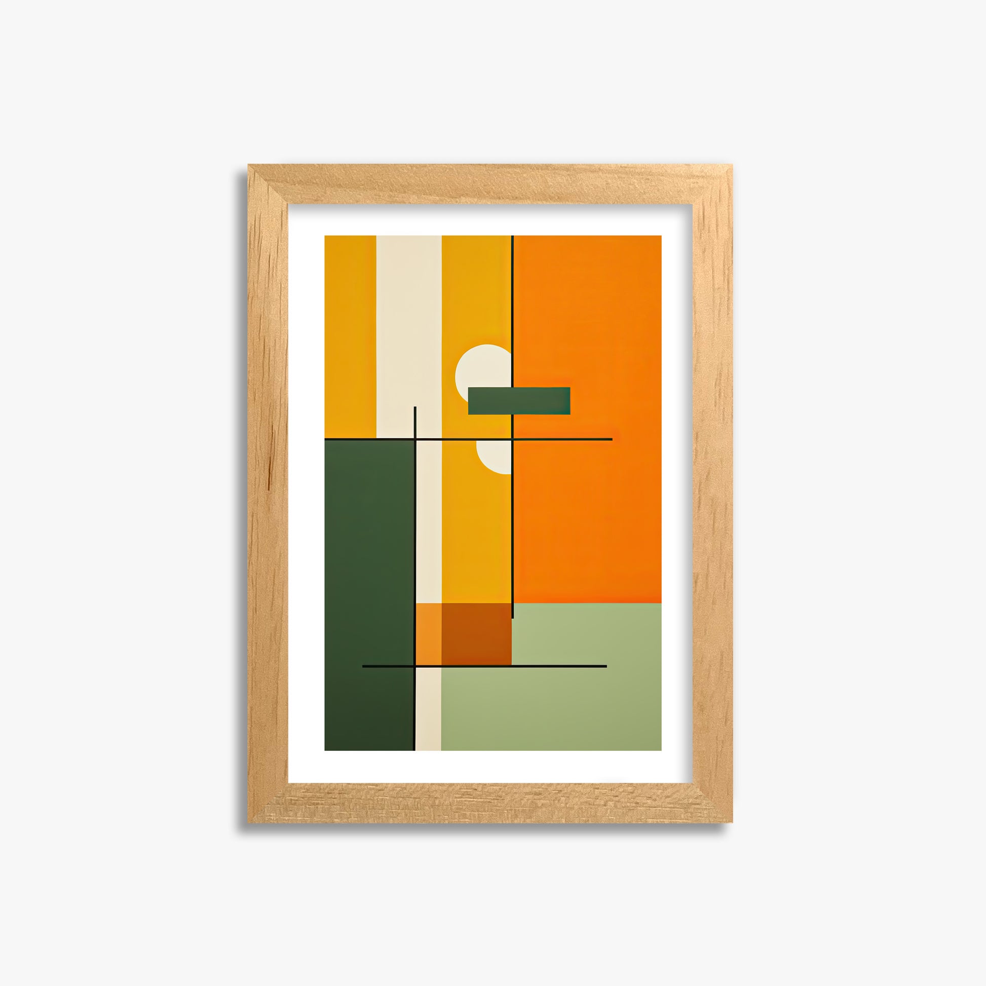 Geometric Sunset Balance, 21x30cm Oak Framed Art Reproduction